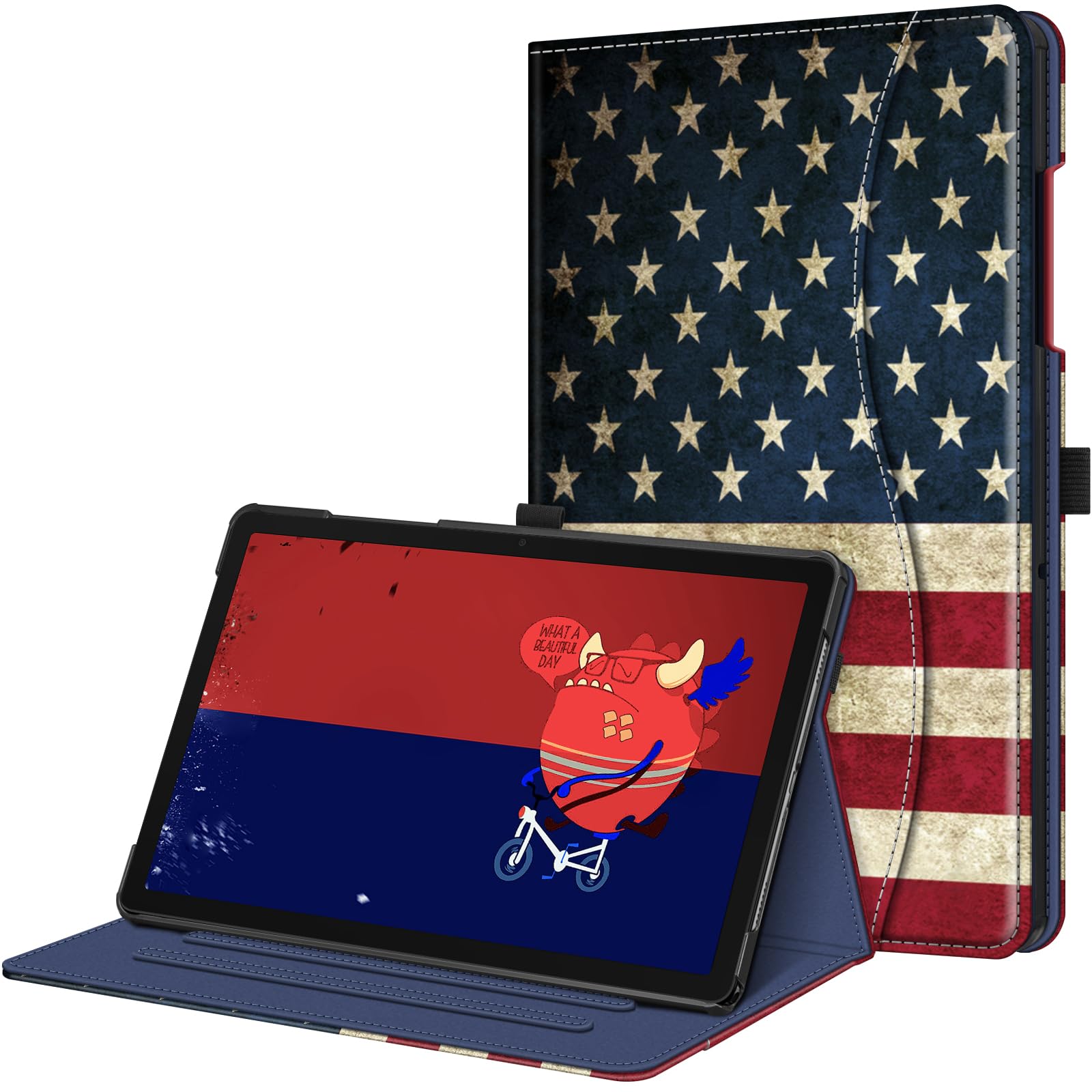 Fintie Schutzhülle für Samsung Galaxy Tab A9 Plus/A9+ 5G 11 Zoll 2023 Modell (SM-X210/X216/X218), Multi-Angle Viewing Smart Stand Back Cover mit Tasche Auto Wake/Sleep, US-Flagge