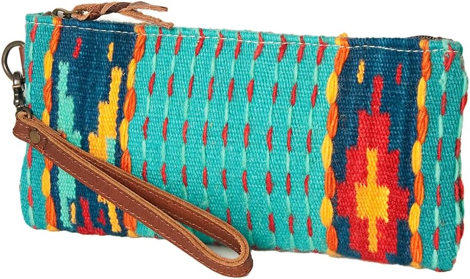 American Darling Wristlet Bag Handcrafted from Floral Embossed Damascus Genuine Leather with YKK Zipper and Wrist Strap