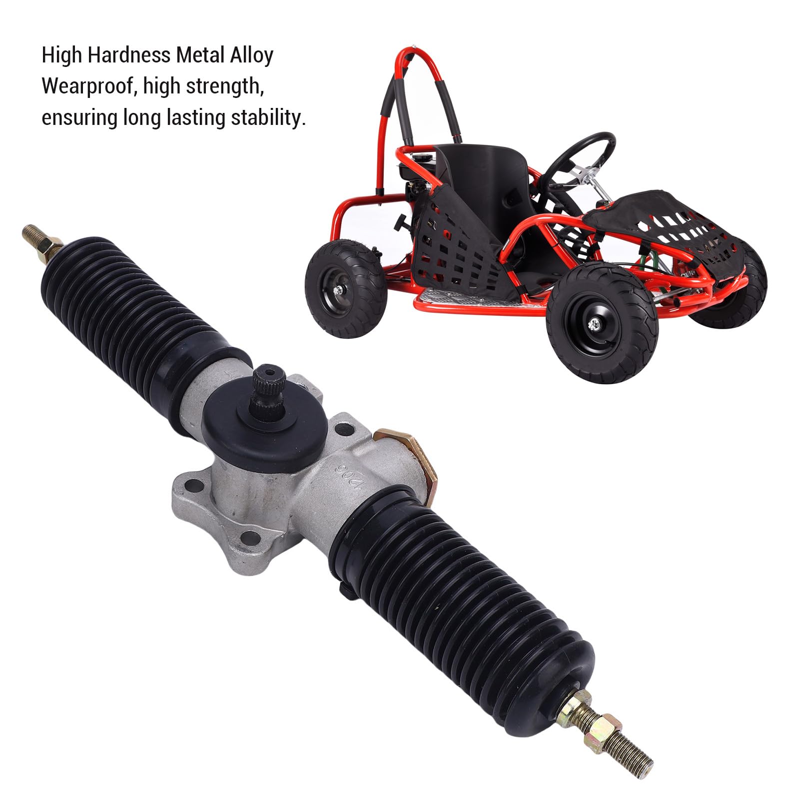Lenkgetriebe Zahnstange Ritzel Montage Lenkgetriebe und Ritzel Lenksystem 30T 420mm Hochhärte Metall Legierung mit Staubs Chutz Gummi Buchsen für Go Kart ATV UTV Quad