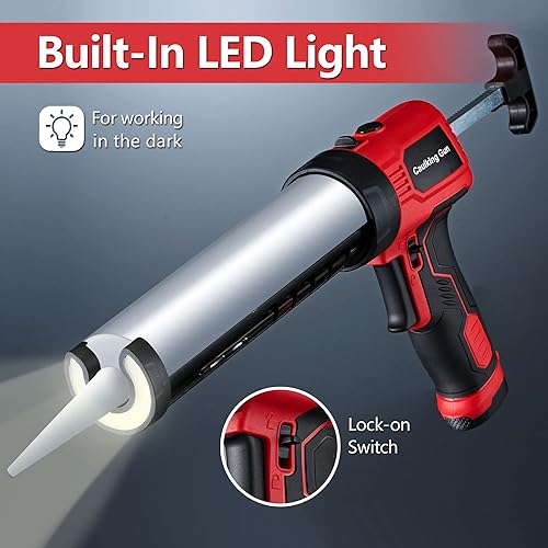 Miniatura 4 de Pistola de calafateo eléctrica antigoteo con empuje de 661.4 lbs, pistola de herramientas de silicona inalámbrica con tecnología de flujo constante,