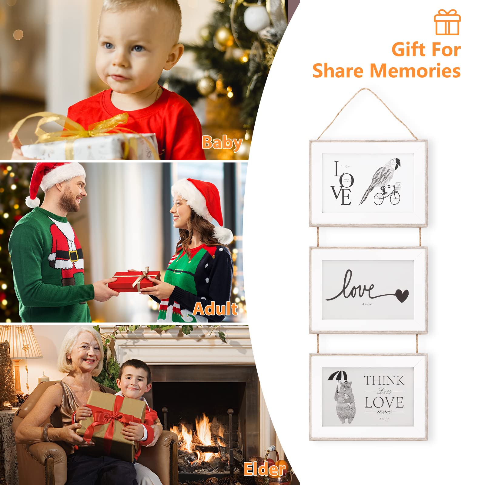 6x4 Picture Frames For Multiple Pictures With Twine, 4 Horizontal Wall - View #12