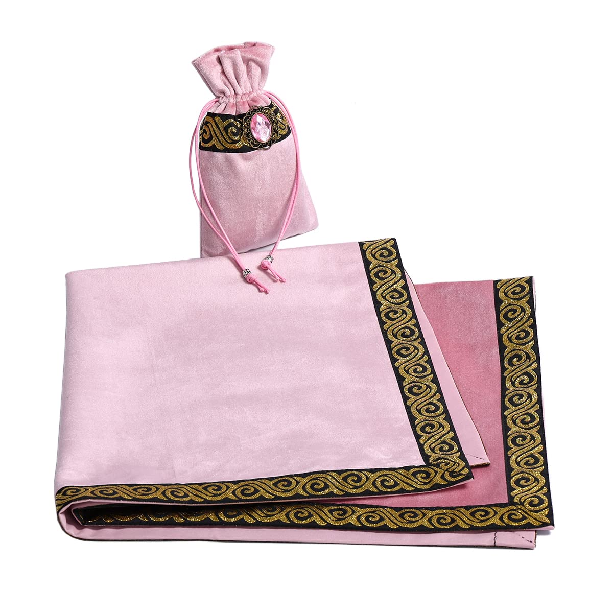 BLESSUME Tarot Table Cloth Divination Wicca Velvet Altar Cloth with Tarot Pouch Pink, 24.4 x 24.4 inch (Square) - Image 3