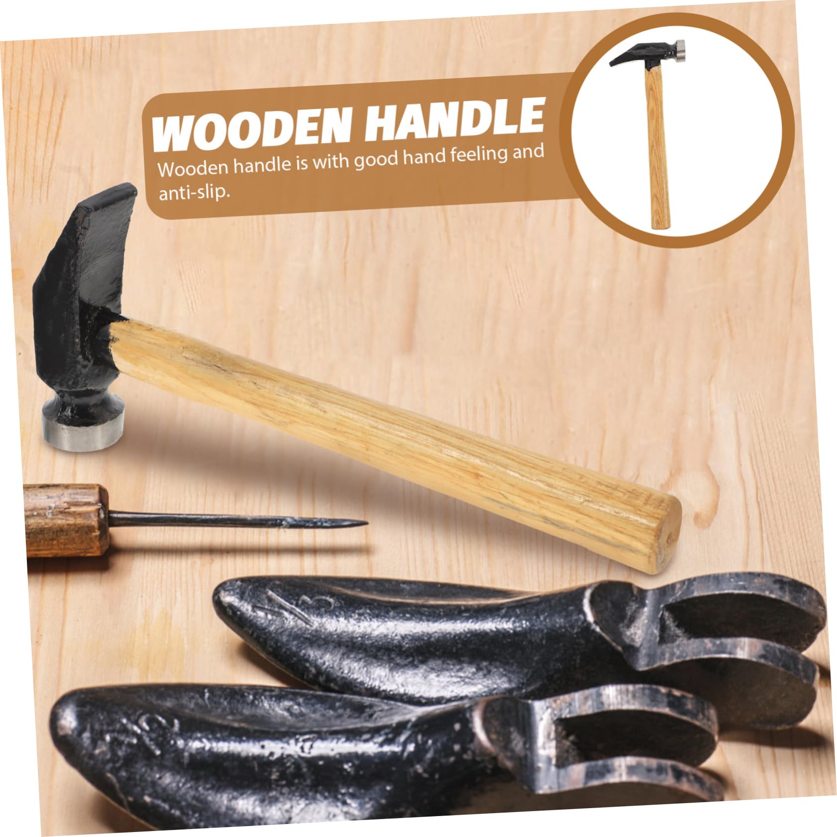 DOITOOL Wood Handle Tack Hammer for Shoe Repair Comfortable for Shoe Making Professional Tool