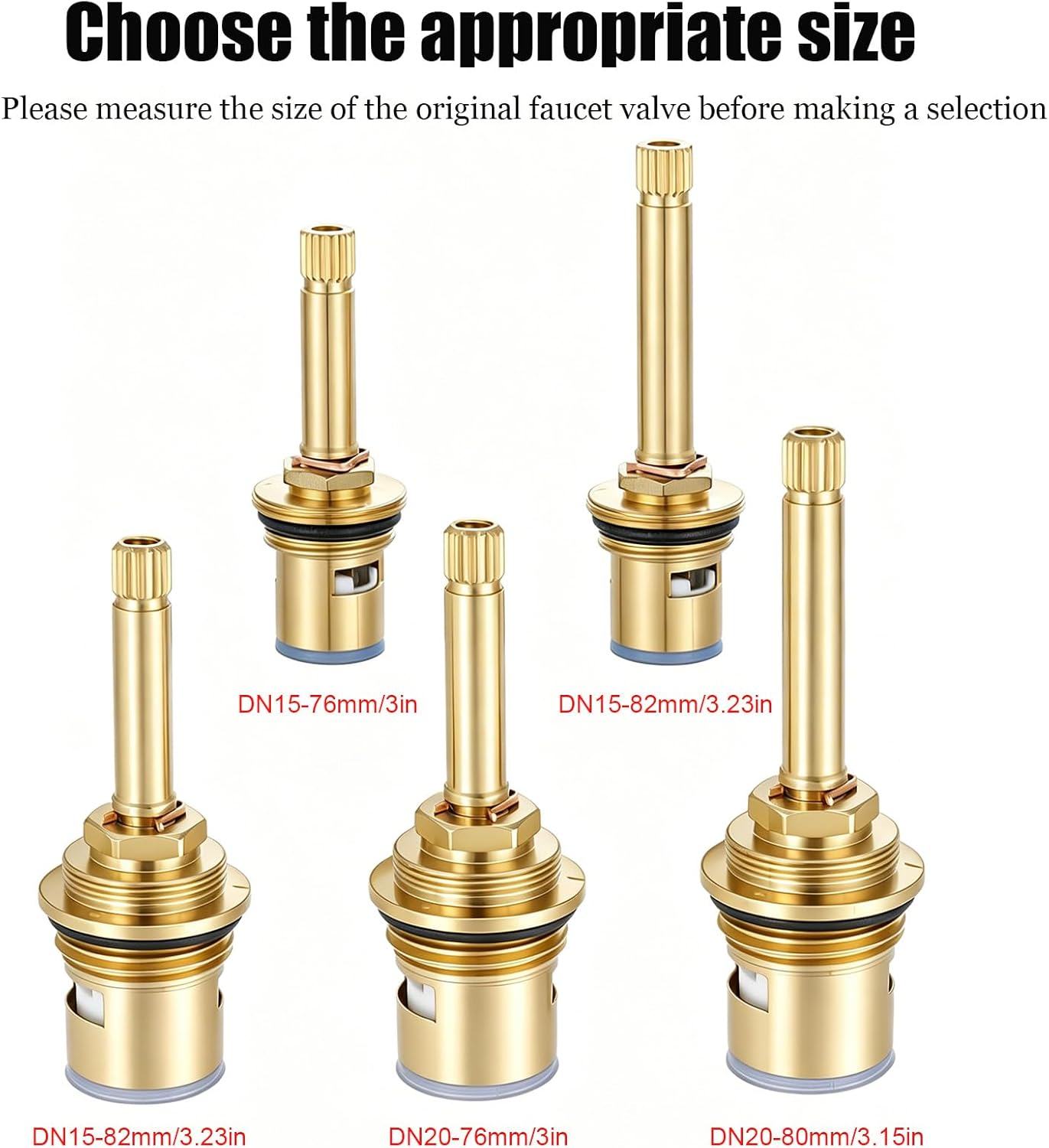 76mm/3inch DN15 Brass Ceramic Stem Ceramic Disc Cartridge Faucet Valve Cartridge Replacement Faucet Repair Replacement Parts for Bathroom Kitchen Tap Sink Faucet (Random color)
