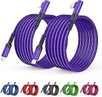 2-Pack USB C to USB C Cable 60W, 10ft+10ft Right Angle 90 Degree USB Type C Charger Fast Charging Cord for Samsung S22/S21 Ultra/Plus, MacBook Air/Pro, C-Port iPad Mini/Air/Pro, Pixel 6/5/4/3(Green)