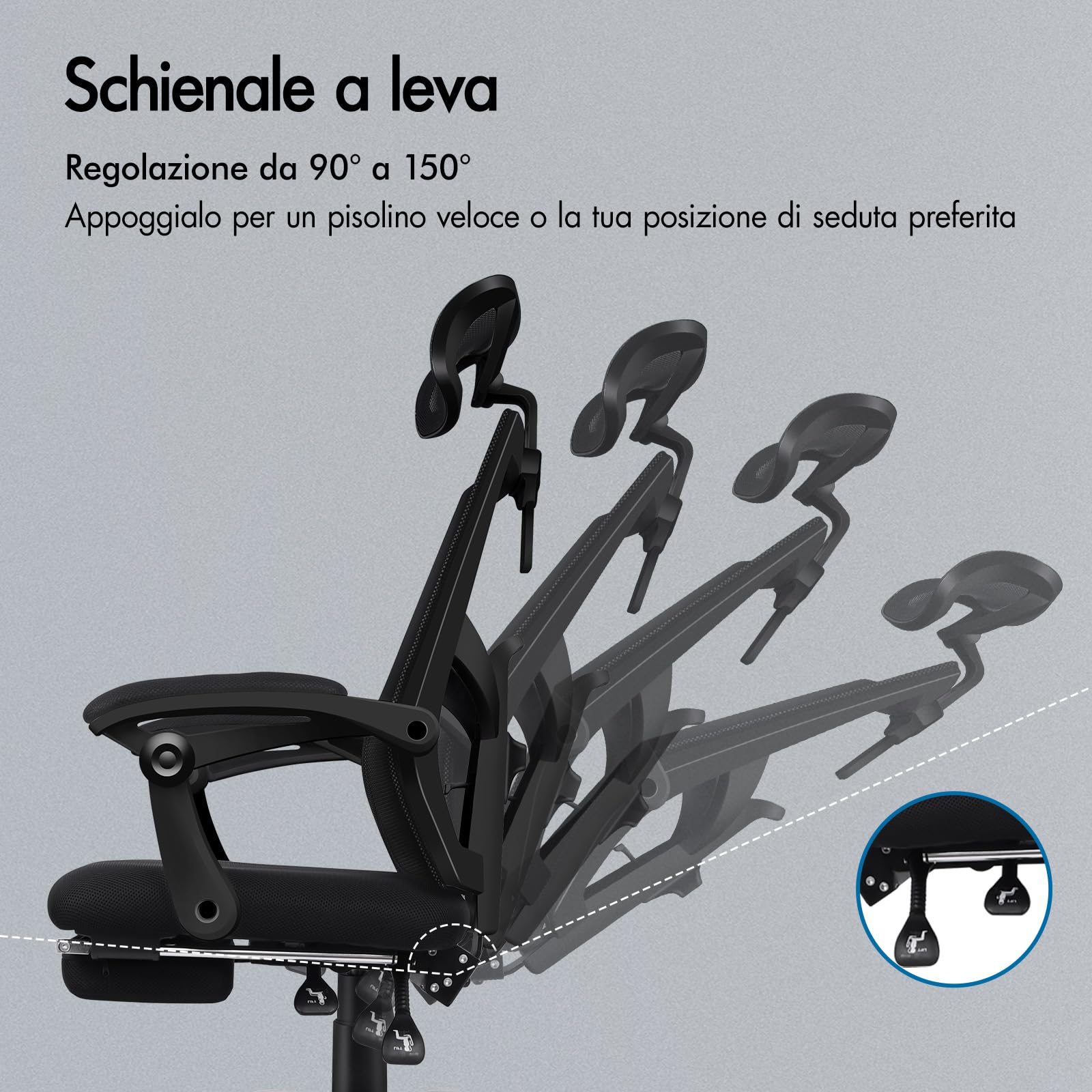 ALFORDSON Sedia Ufficio Ergonomica Conrad - Schienale Fisso In Rete, Supporto Lombare, Braccioli Ribaltabili, Portata 180kg, Nero