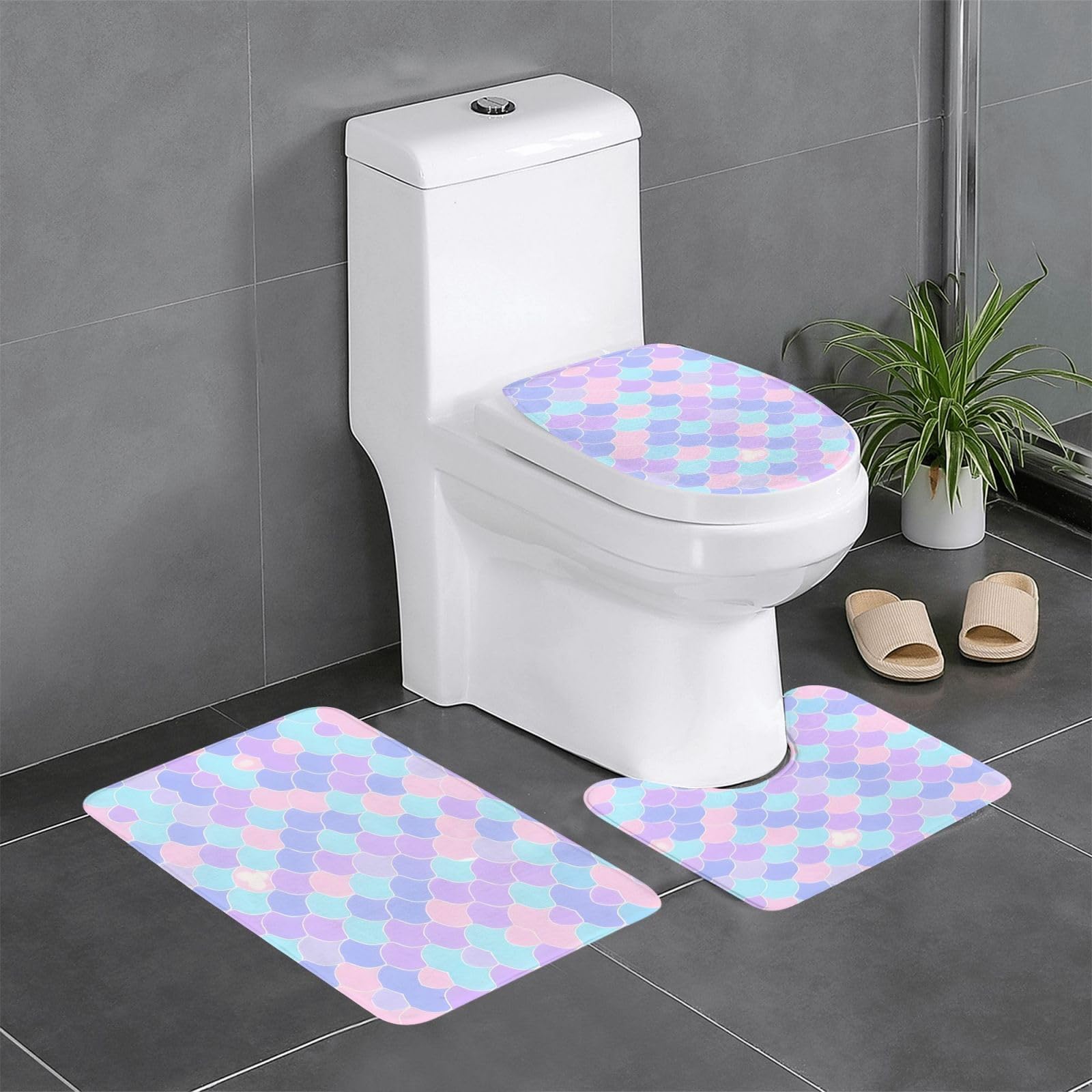 Tapis de salle de bain motif sirène pour une ambiance marine aux toilettes