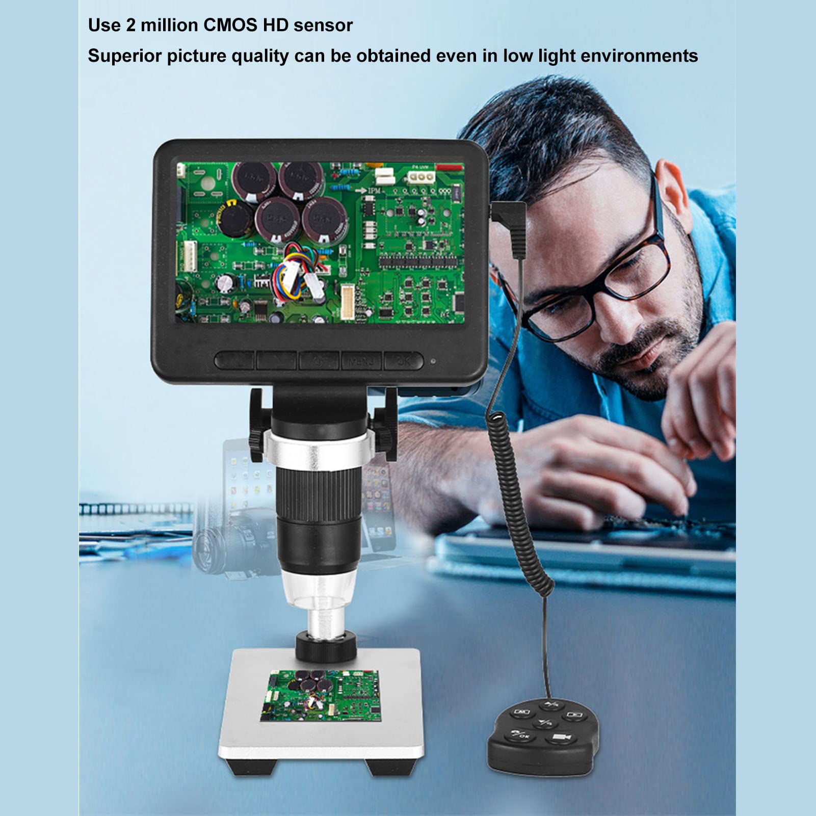 Cocoarm Microscope Numérique WiFi 1000X, Écran de 5 Pouces