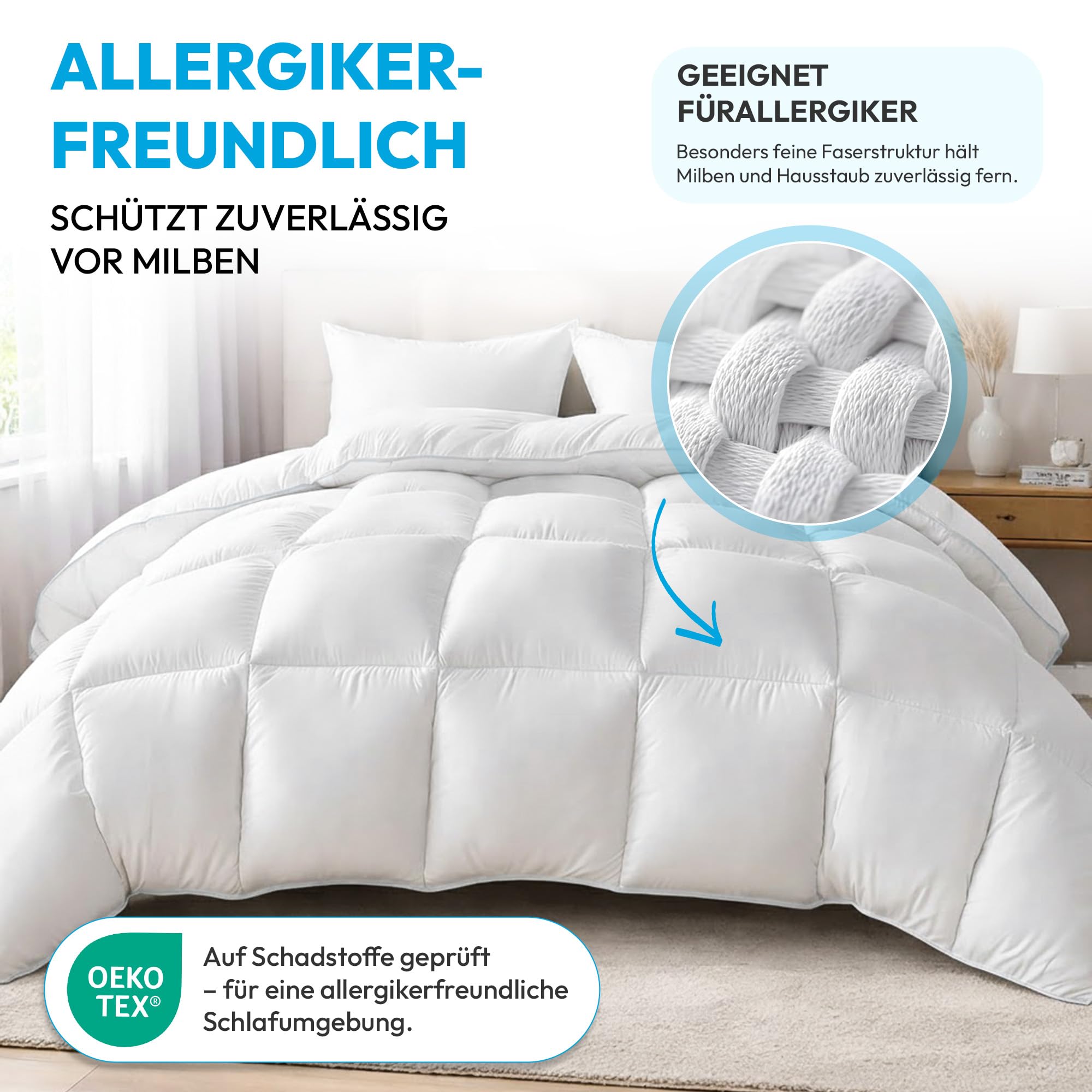 Daunendecke 135x200 | 100% Daunen% Federn - Ganzjahresdecke 135x200 | Feuchtigkeitsregulierend, ohne störende Federkiele und ideal für Allergiker | Daunenbettdecke | Made in Germany