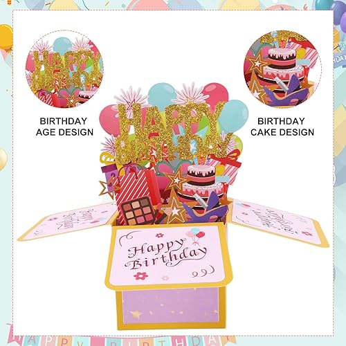 Miniatura 3 de Tarjeta desplegable de feliz cumpleaños, tarjeta creativa de cumpleaños 3D con sobre clásico y nota de escritura, caja desplegable de feliz
