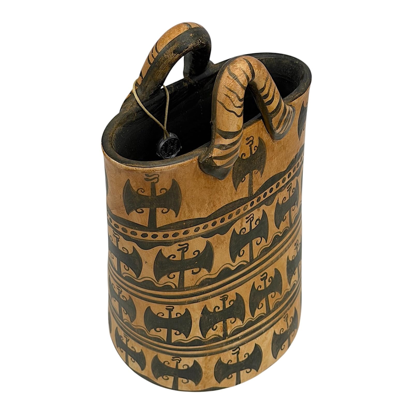 Vaso a forma di cesto minoico, ceramica greca fatta a mano, copia del museo di Cnosso, ceramica greca dipinta a mano, 20,1 cm