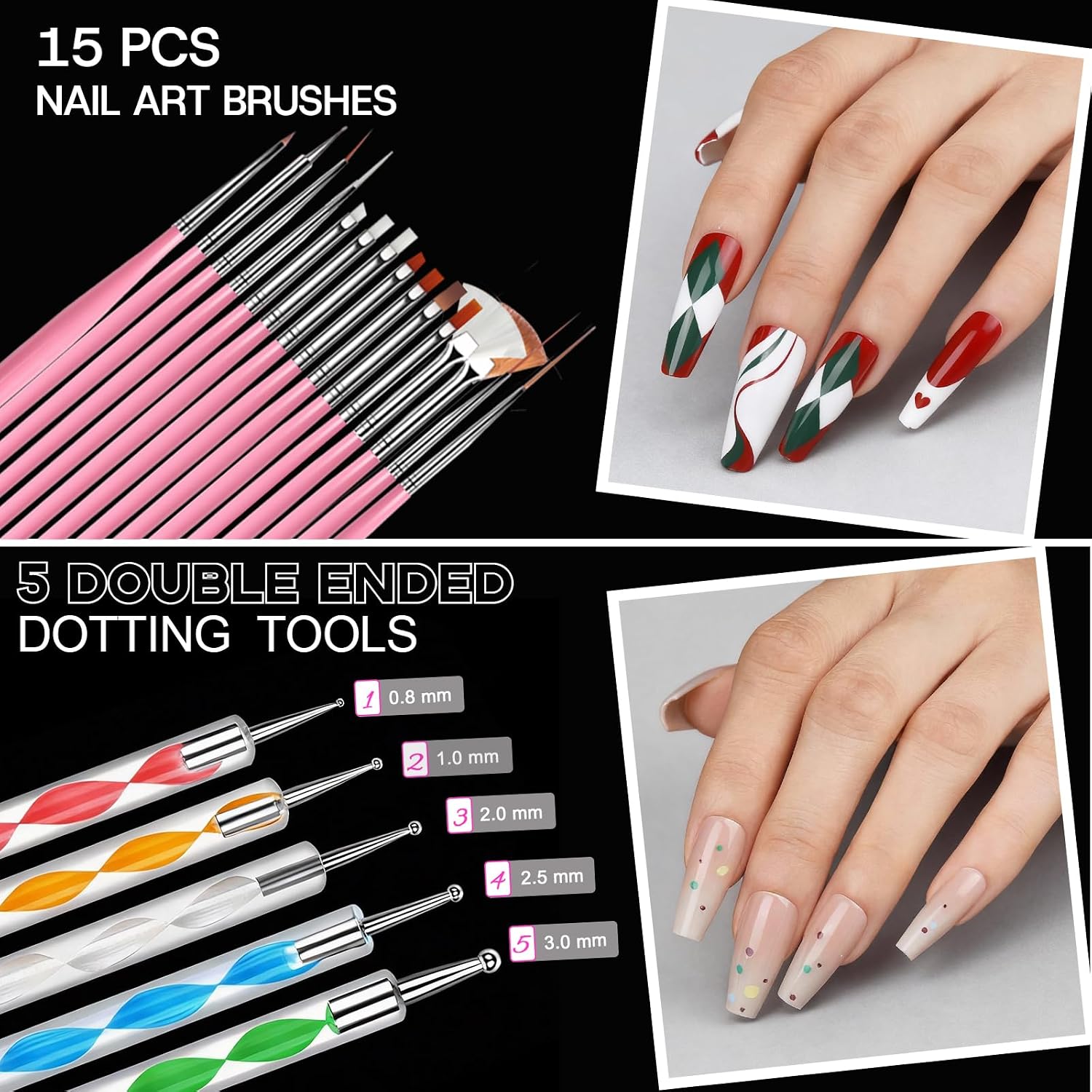 Teenitor Acrylic Nail Kit with Clear Coffin Nail Tips, Nail Charms and Gems, Nail Stickers, Nail Art Brushes, Nail Dotting Tools, Nail Stand, Press On Nails Kit for DIY Nail Art