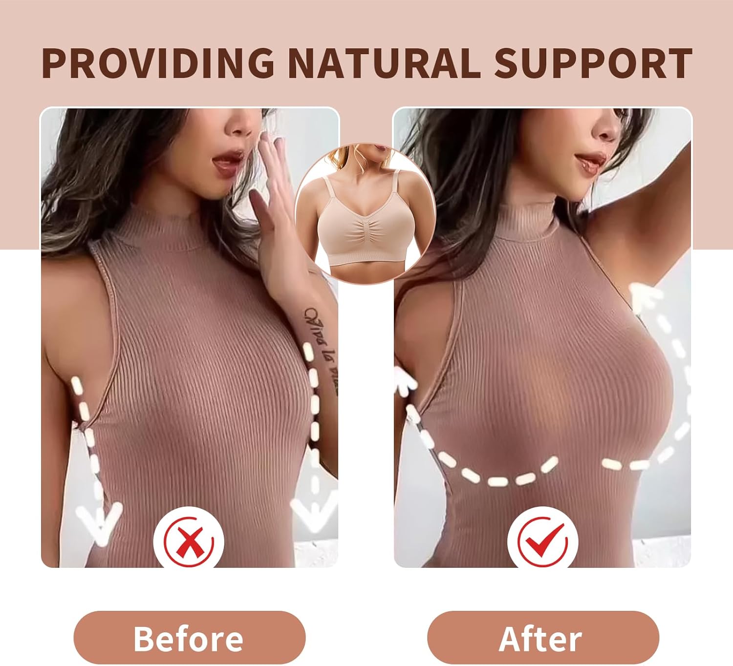 WOWENY Wireless Minimizer Bras for Women Comfortable Full Coverage Padded Bralettes Push Up Smoothing Bra - Image 5