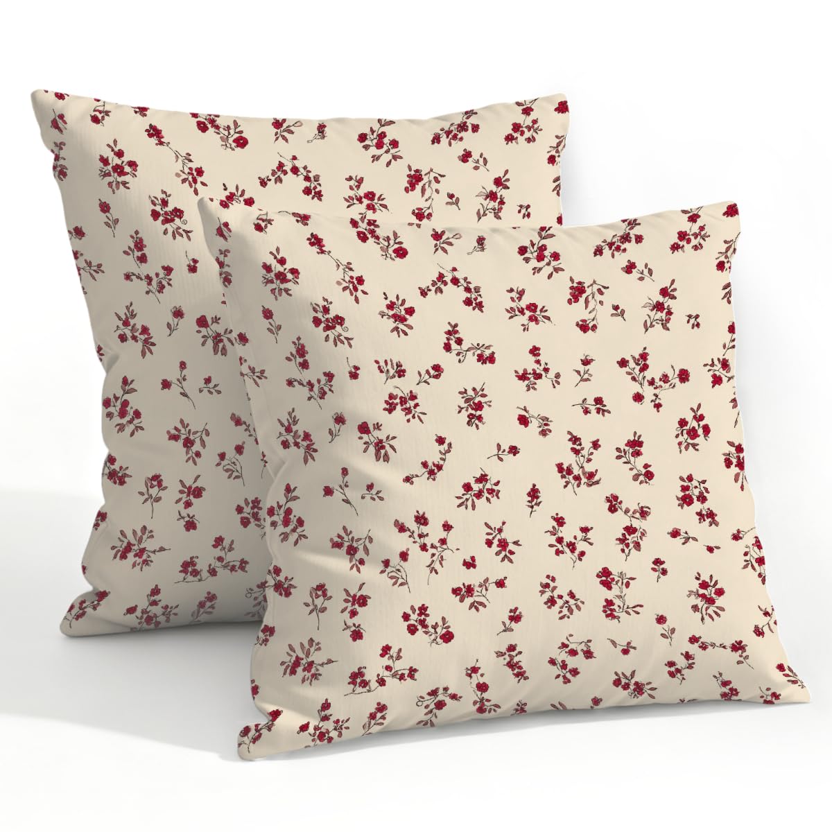 Outdoor Pillow Covers Waterproof Pillowcases 22x22in Set of 2 Cute Small Floral Botanical Decorative Throw Cushion Case for Couch Sofa Garden Patio Furniture