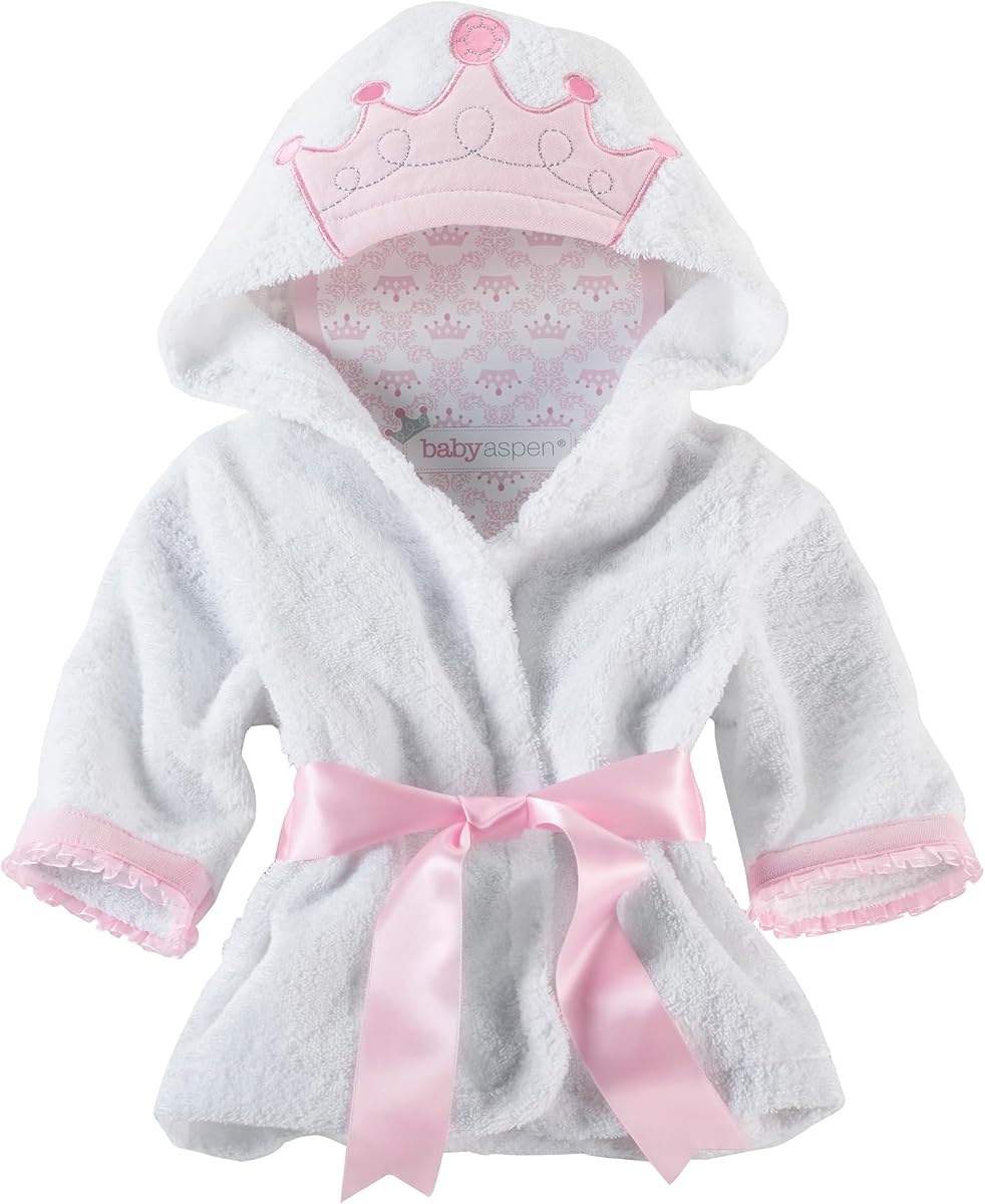 Baby Aspen Little Princess Albornoz con capucha para bebé de 0 a 9 meses, toalla de baño para bebé de rizo suave con capucha para regalo de niña recién nacida, regalo para baby shower, toalla con capucha para bebé, bata para niña