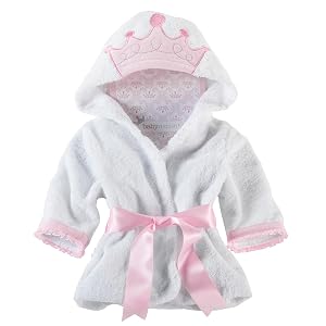 Baby Aspen Little Princess Hooded Baby Bathrobe 0-9 Months - Soft Terrycloth Baby Bath Towel with Hood for