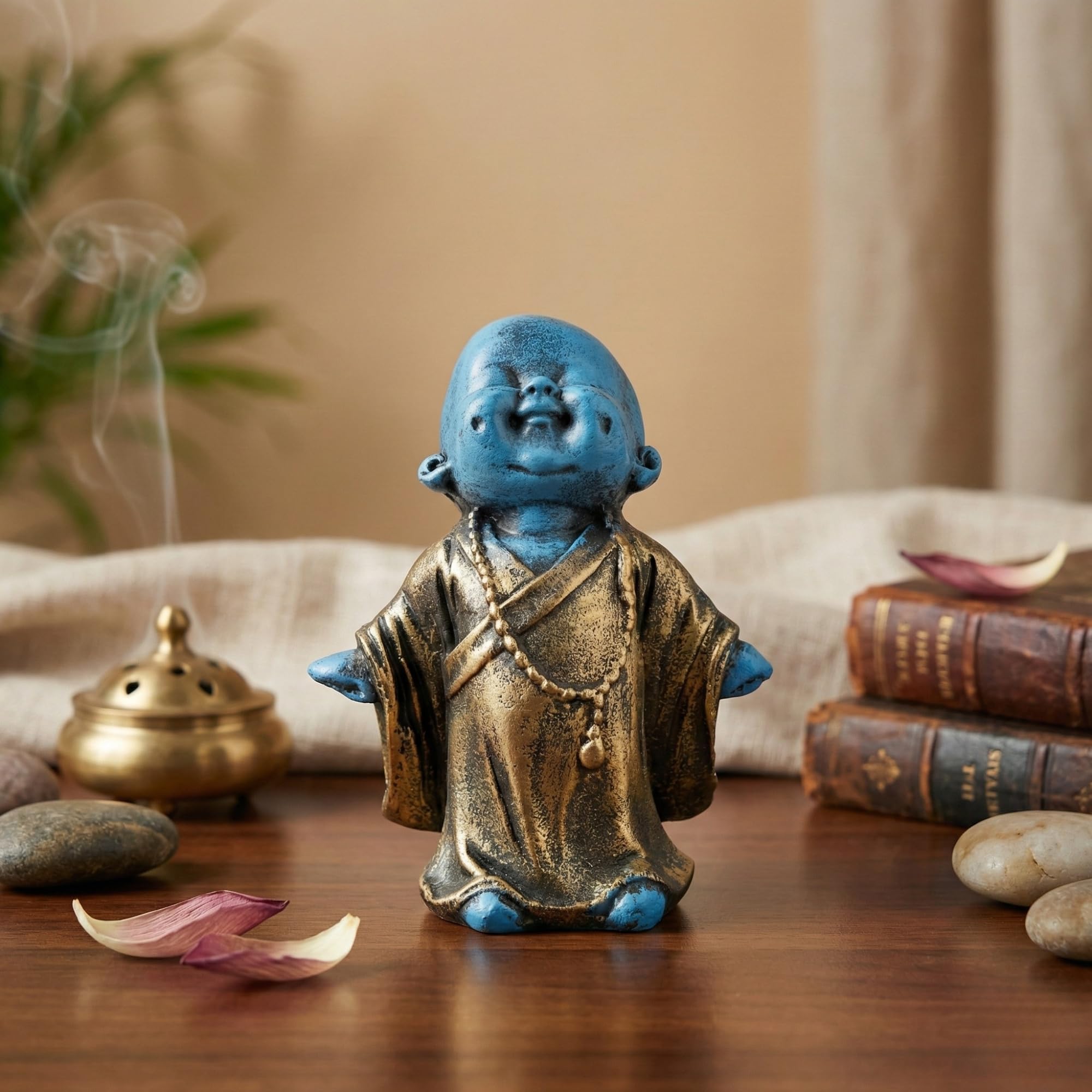 Moving Head Monk Buddha Idol - Good Luck & Home Decor -19