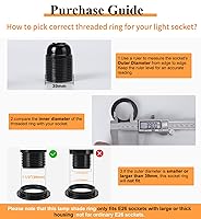 Vista 2 de DiCUNO Anillos de pantalla de lámpara E26, anillo de enchufe de luz negra, reemplazo de zócalo de bloqueo para soporte de lámpara roscado de base