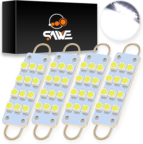 Miniatura 6 de Bombillas LED 12-SMD 3528 Festoon de 1.732 in para puerta lateral de coche de cortesía de bucle rígido de 1.73 pulgadas bombillas LED 561 562 567
