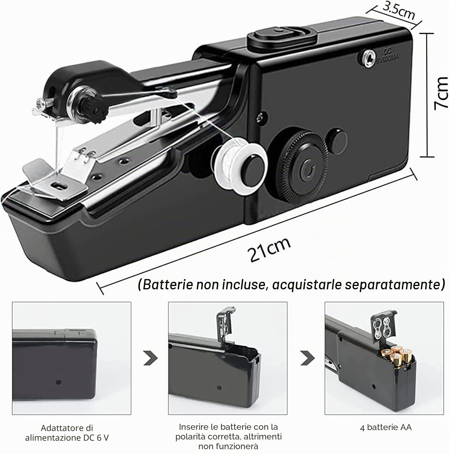 Macchina da Cucire Portatile, Macchina Per Cucire Professionale Mini Elettrica Handheld Sewing Machine per Principianti, Cucitura Rapida adatta per Vestiti, Tende in Tessuto, Fai da te