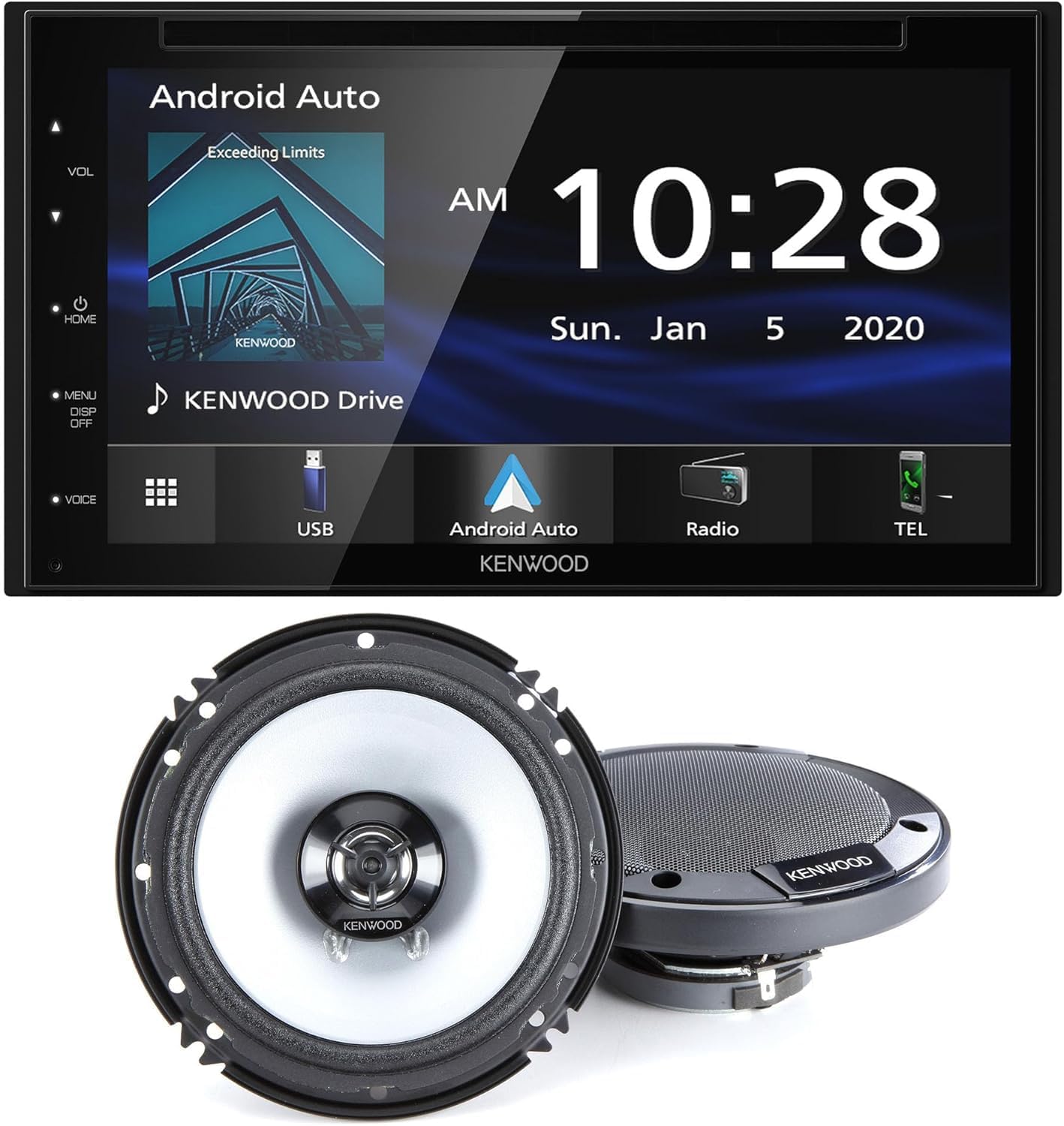 KENWOOD DDX5707S Double Din DVD Car Stereo with Apple Carplay and Android Auto | Plus KENWOOD KFC-1666S Car Stereo Speaker 6-1/2" 2-Way Speakers with Powerful Sound and Easy Installation