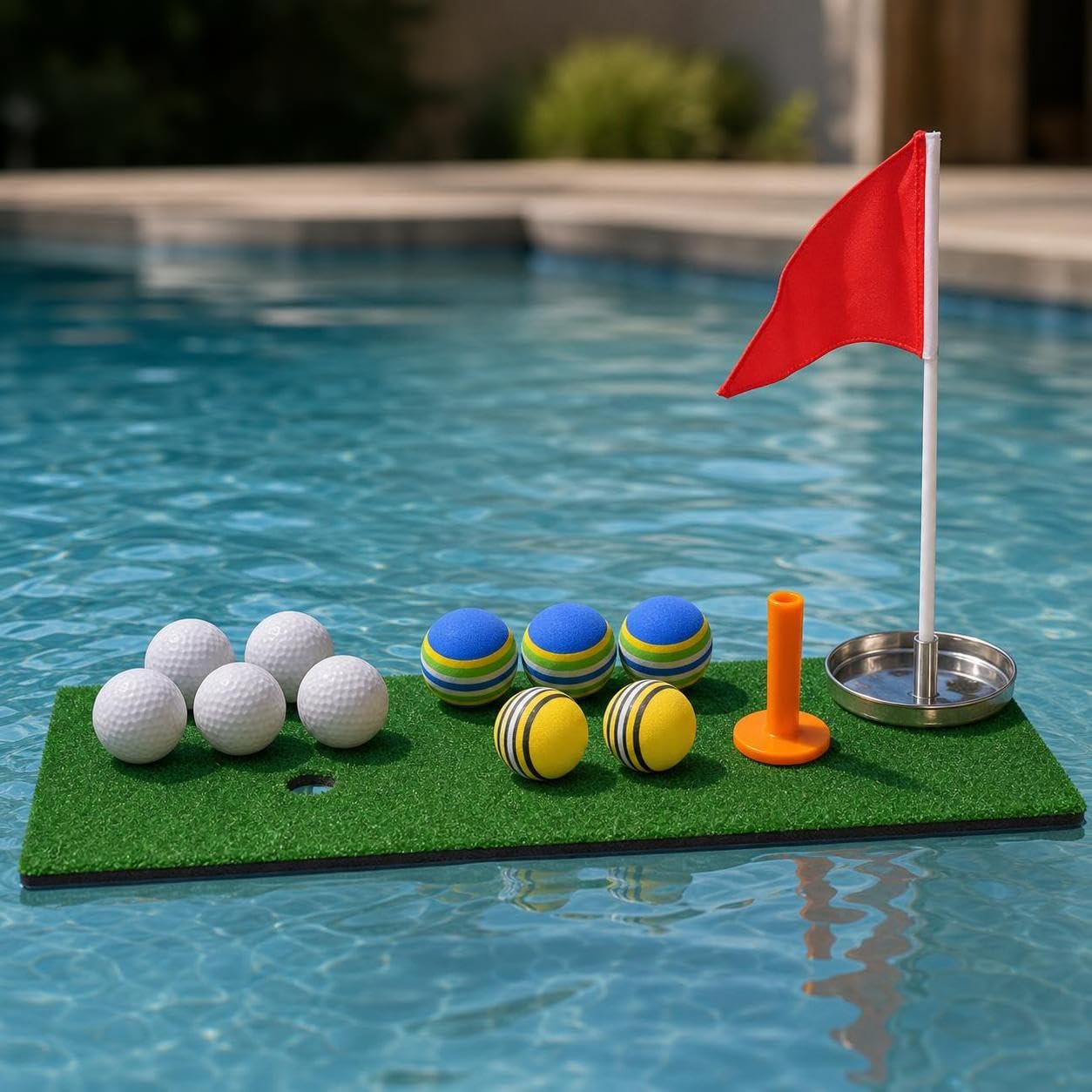 Campo Golf Flotante, Mini Golf para Piscina, Pelotas Flotantes Práctica, Accesorios Entrenamiento