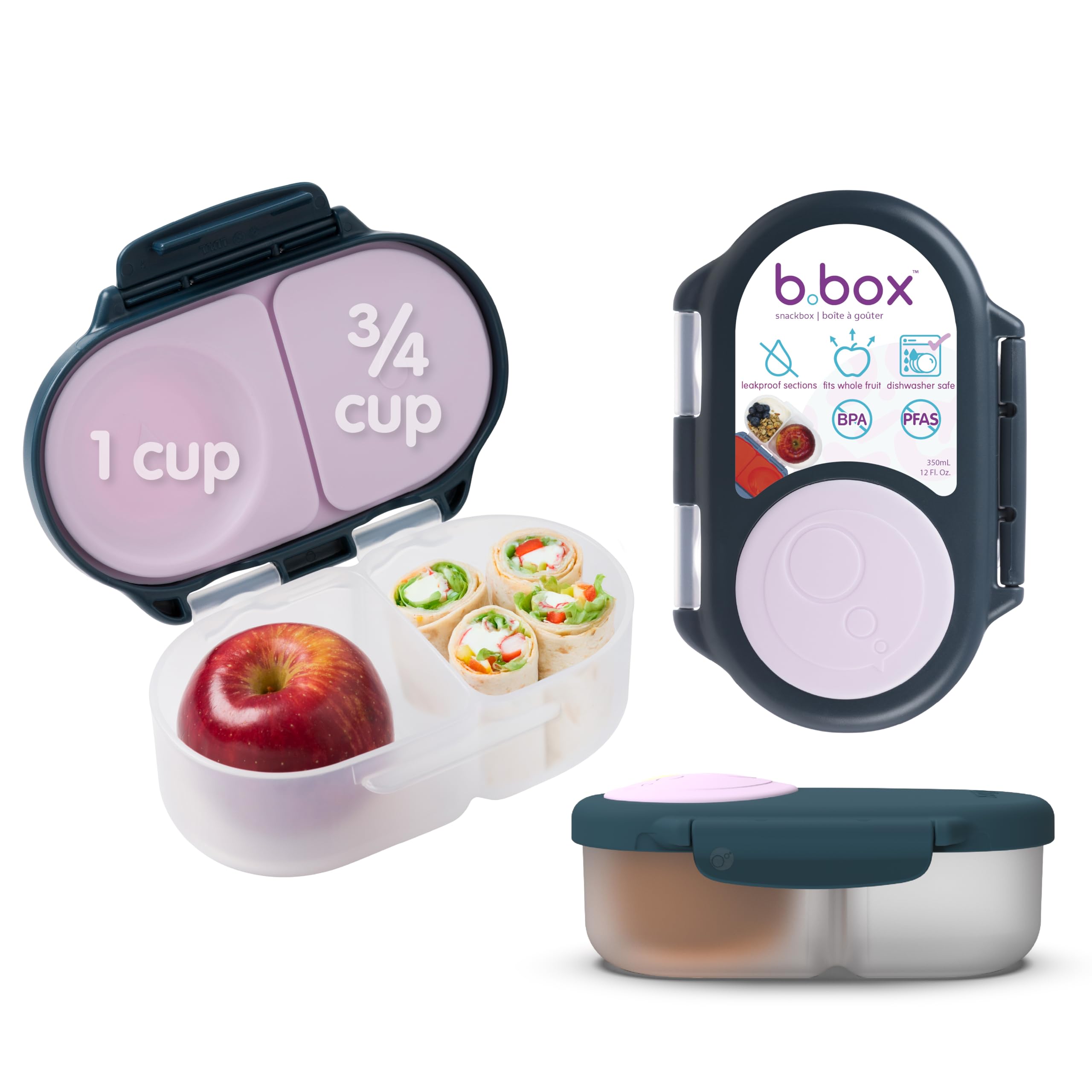 b.box Snack Box | Mini Bento Box with 2 Leakproof Compartments | Ideal for Toddlers, Meals and Snacks | Suitable for Whole Fruit | BPA Free
