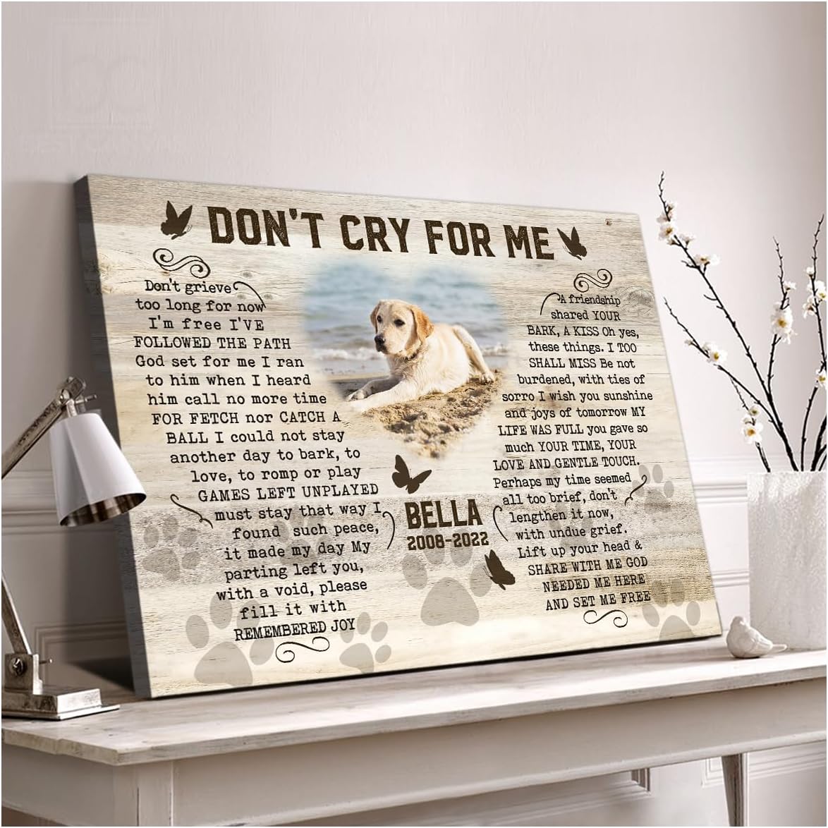 Pet Memorial Gifts For Dogs - Dog Memorial Picture Frame - Gift For Pet Loss - Pet Bereavement Gift - I Made It Home Poem -Memorial Canvas - Ready To Hang