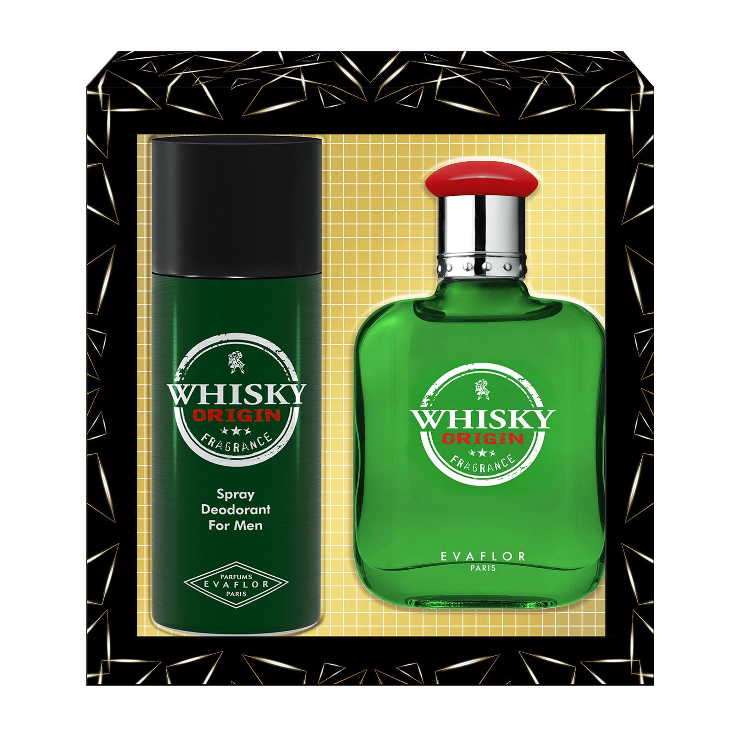 WHISKY Origin • Coffret Eau de Toilette 100ML + Déodorant 15OML • Vaporisateur • Spray • Parfum Homme • Cadeau • EVAFLORPARIS