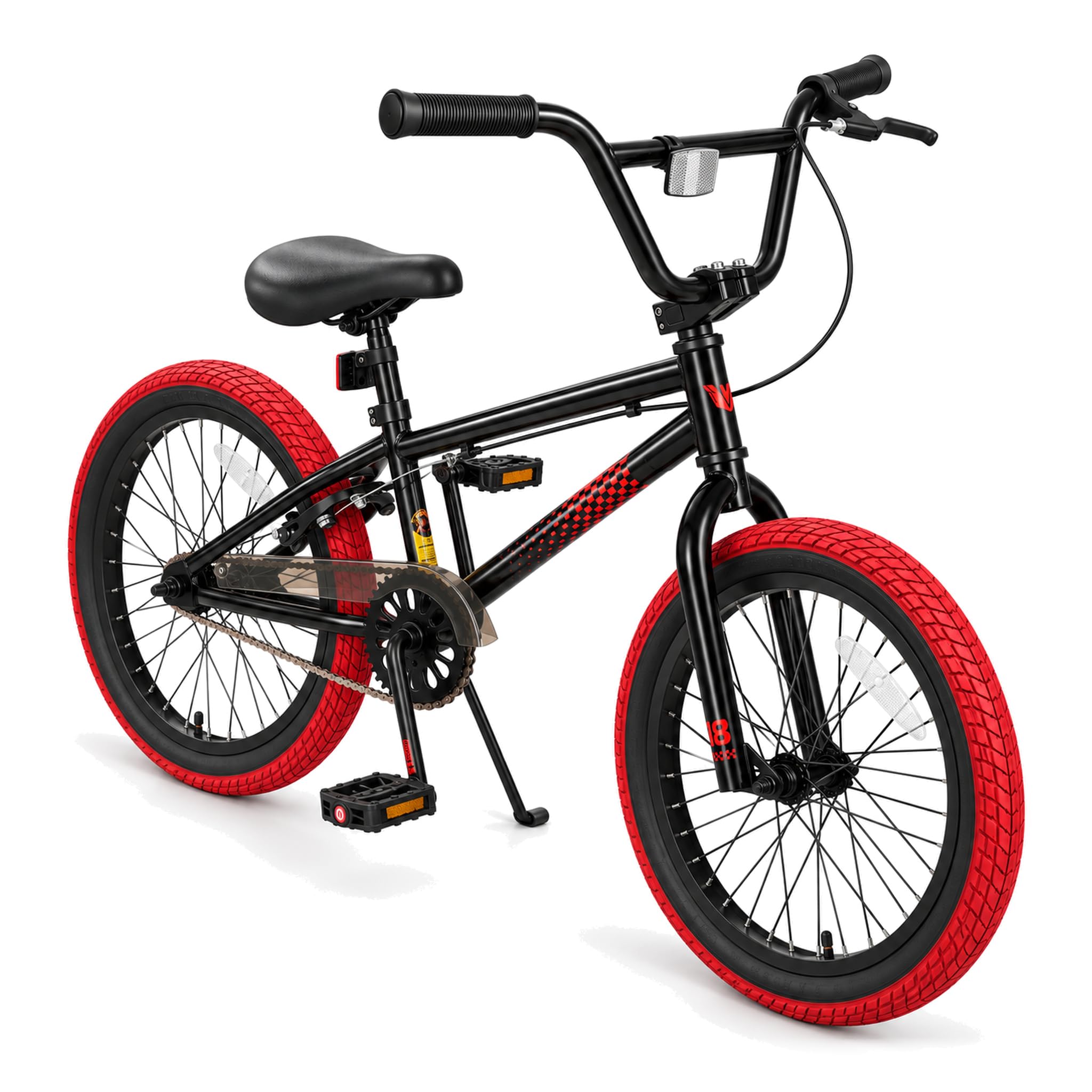 KORIMEFA Freestyle BMX Bike 18/20 inch for Kids | Beginner-Level to Advanced Riders for 6-12 Years Old Boys Girls, Trick Bicycle, Hi-Ten Steel Frame,