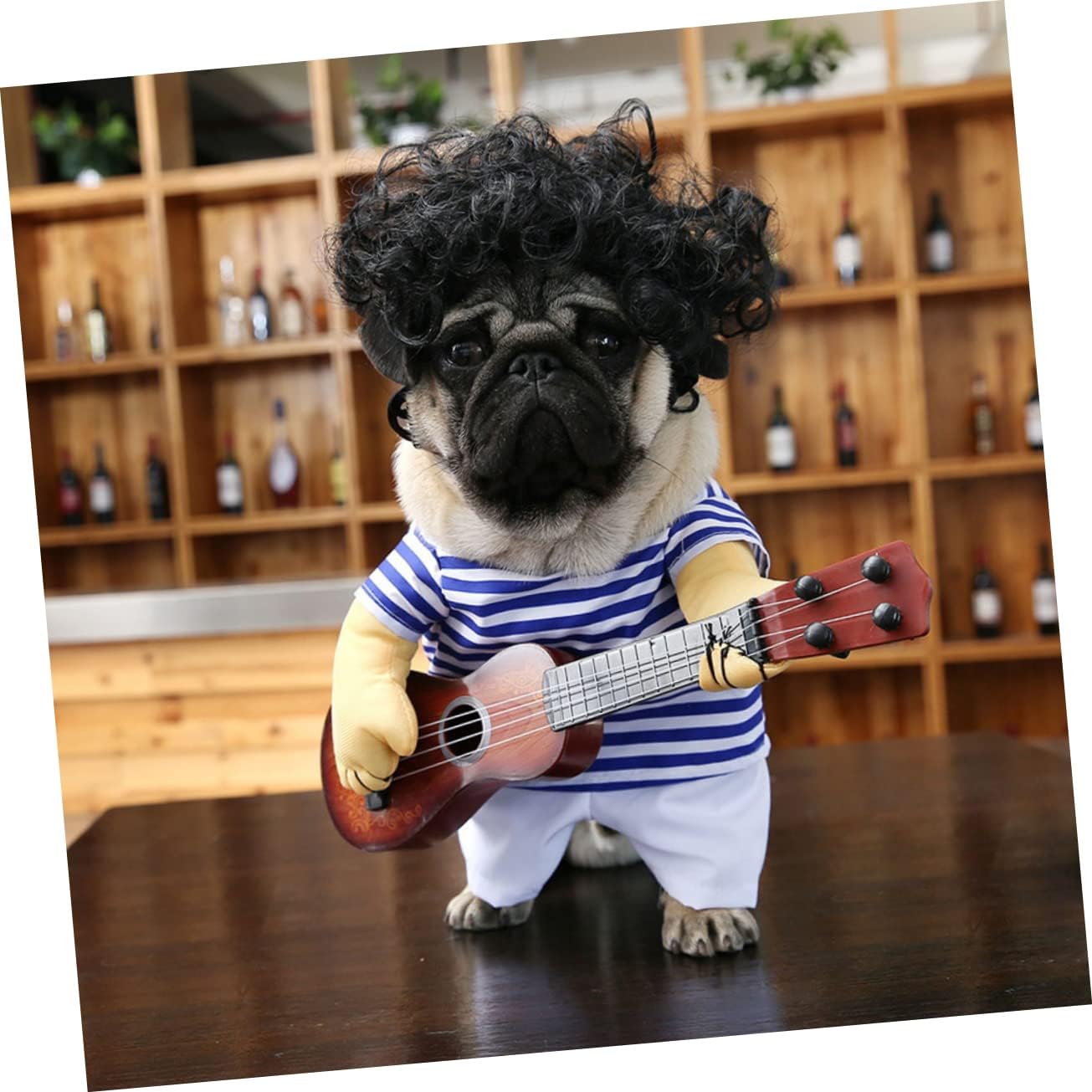 MERRYHAPY Funny Puppy Costume XL Pet Clothes for Cosplay Party Adorable Dog Playing Guitar Fancy Outfit for Christmas Eye-catching Design Comfortable and Easy to Wear