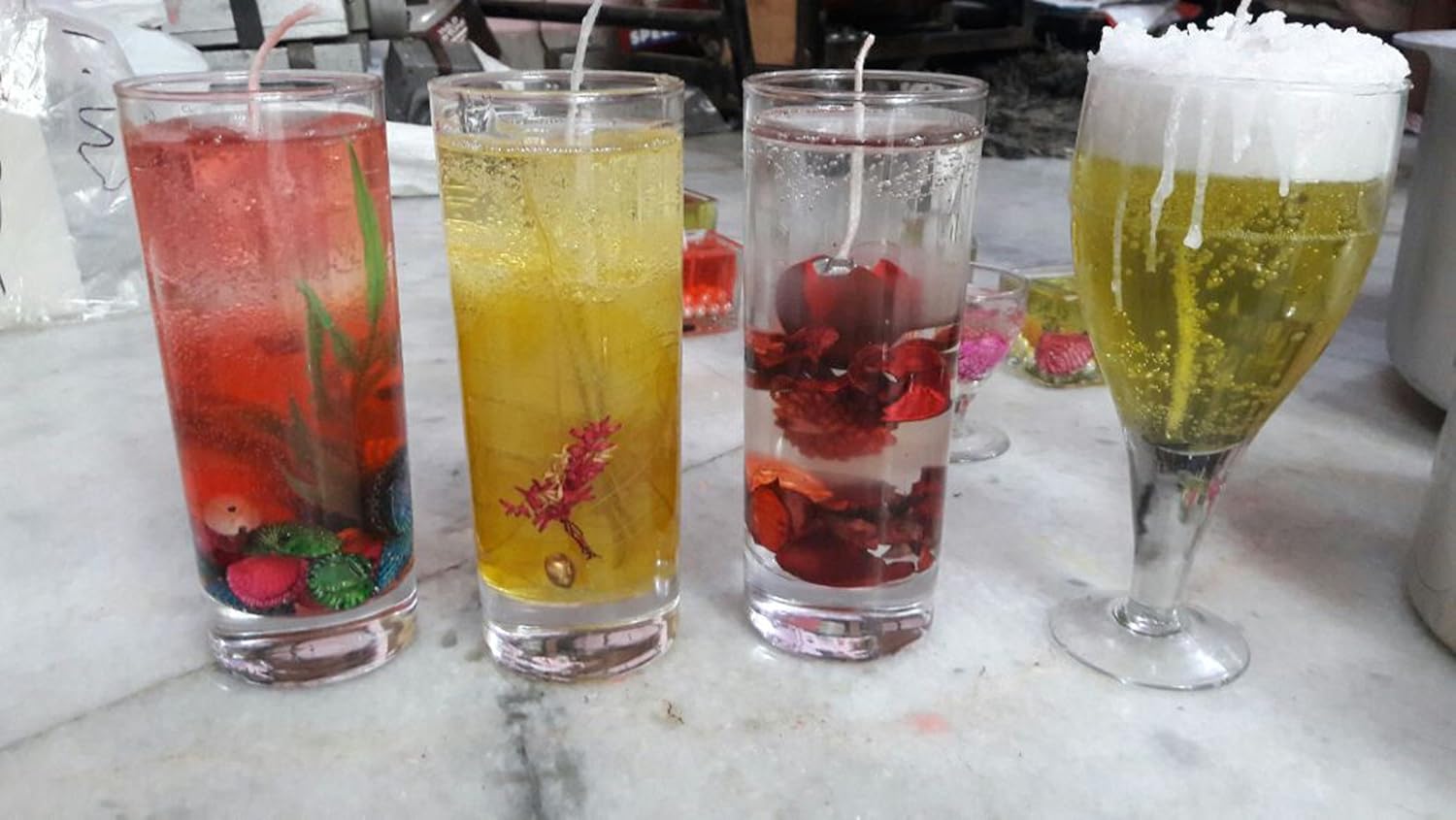 Shiny Candles Set of Decorative Gel Candles Amazon.in Home & Kitchen