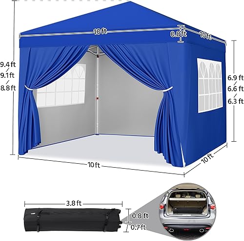 Miniatura 3 de Yaheetech Toldo desplegable de 10 x 10 pies con pared lateral, tienda de campaña instantánea resistente al aire libre, tienda de campaña portátil,