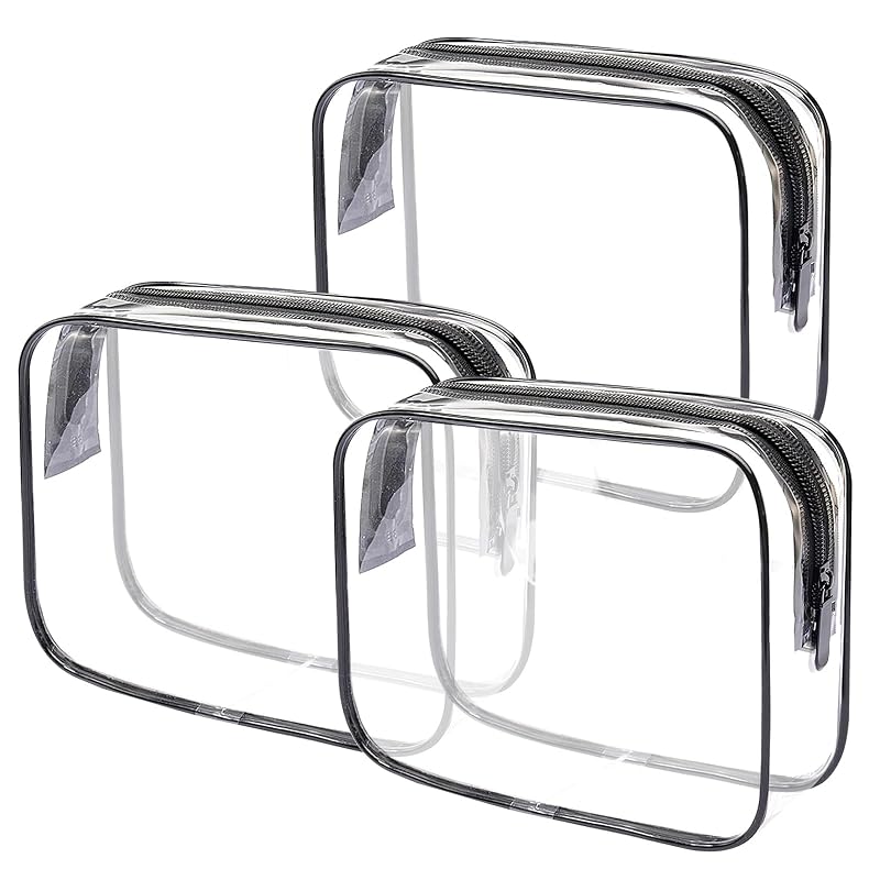Necessaire transparente Lermende com zíper para viagem, 3 unidades