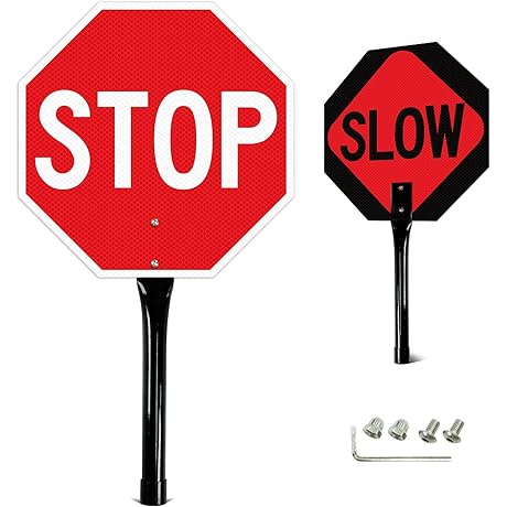 13x13 Stop Slow Sign, Reflective & Waterproof