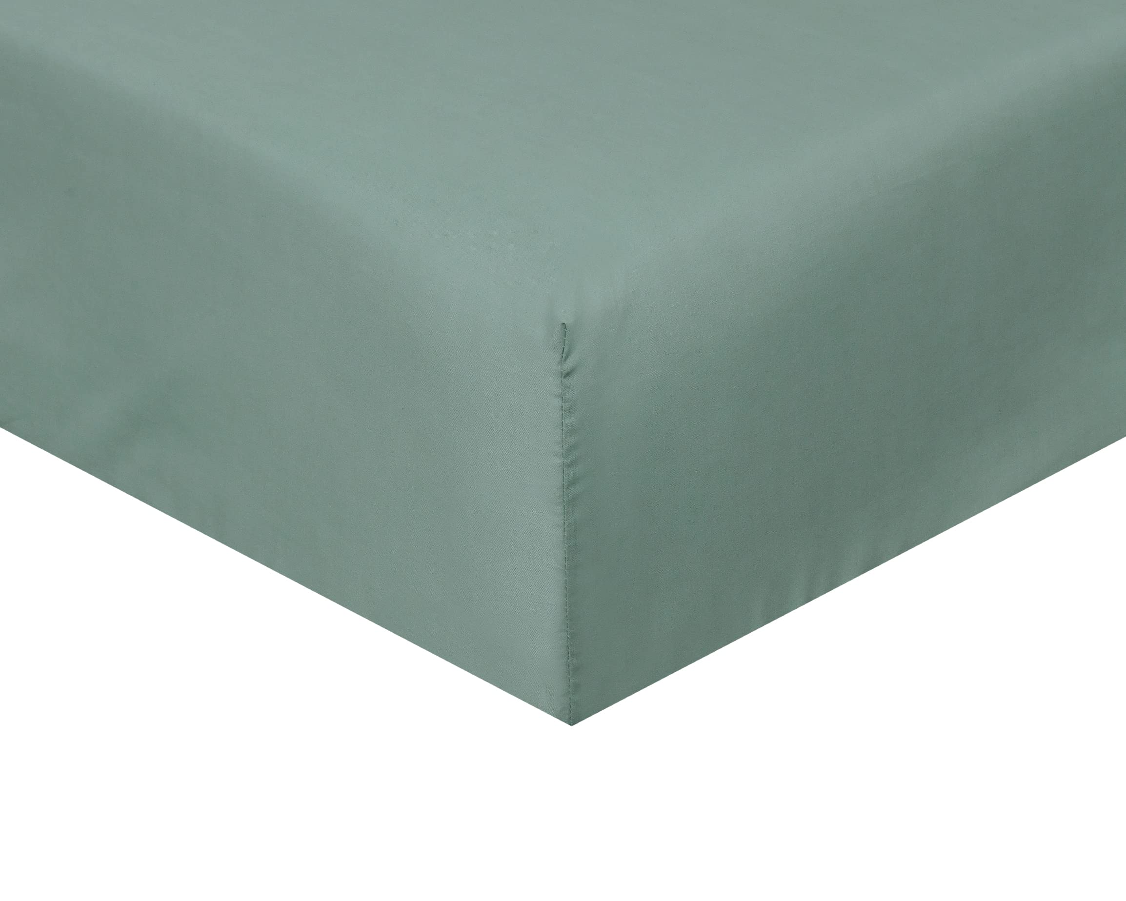 Sleepdown Extra Deep Fitted Sheet 32cm Pocket Easy Care Non-Iron Super Soft Polycotton Bedsheet Bedding Bed Linen - King - Sage Green