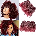 3pcs/pack bob Kinky Curl 8 Inch Afro Kinky Twist Hair Burg color Soft Synthetic Crochet Braiding Hair Extention (1B/BURG)