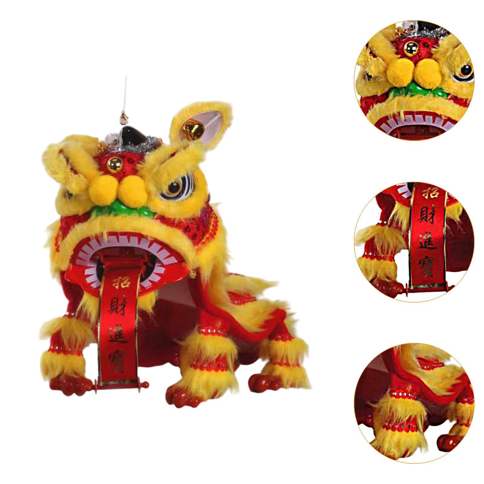 Almencla Marionetten Löwenfigur Handpuppe für Chinesisches Neujahr Tanzspielzeug aus Plüsch mit Schnur Kunstvolle Souvenirpuppen für Dekor Und Freude für