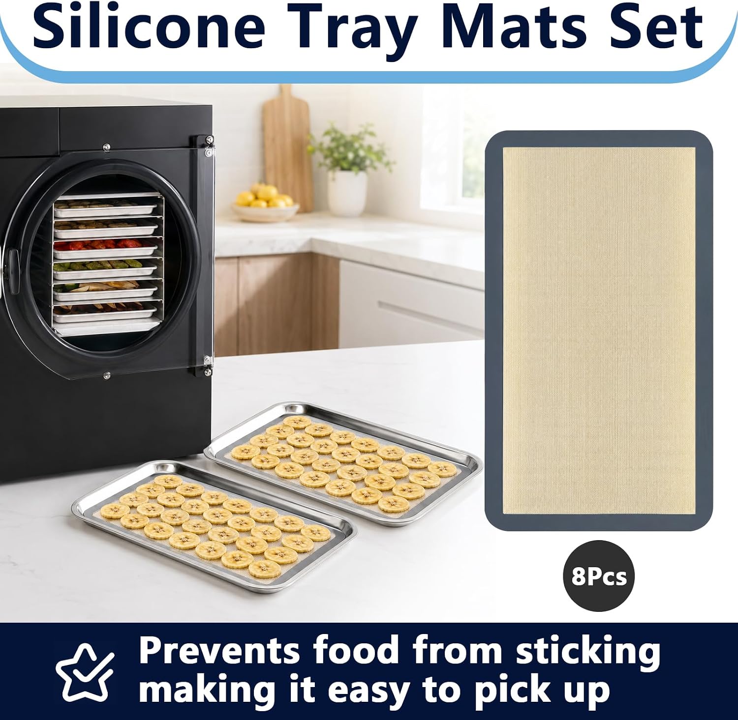 8PCS Small Silicone Mats Compatible with Harvest Right Freeze Dryer, Freeze Dryer Tray Mats Fit Small Pallets, Reusable Silicone Tray Liners Prevent Food Sticking