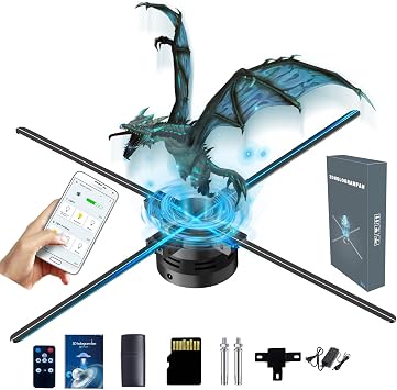 3DHologramFan,85CM Missyou 3D HologramFan Projector Holographic Christmas Tree Advertising Display with Remote and Bluetooth and Splicing,1500+ Video Library for Signs,Bar,Party Halloween