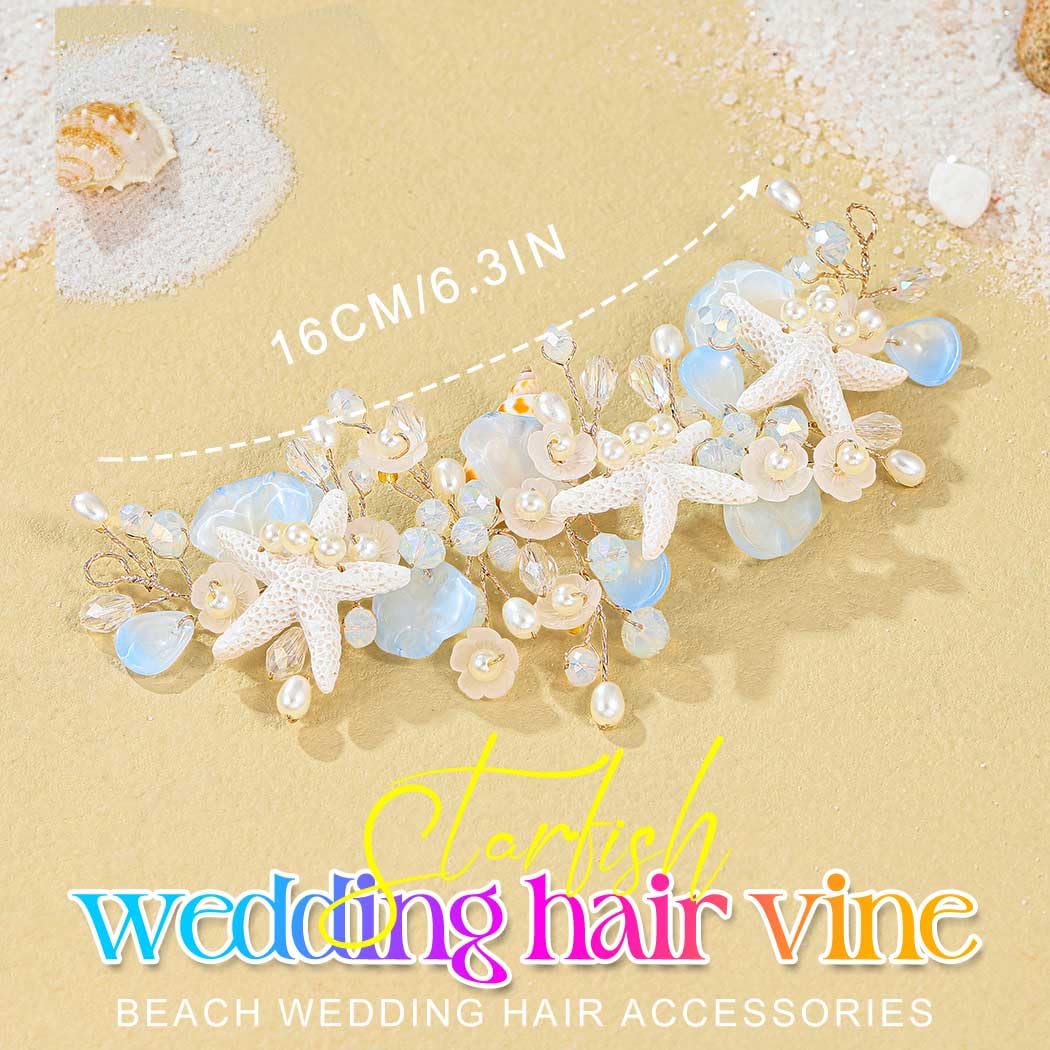 GORAIS Starfish Bride Wedding Hair Vine Mermaid Rhinestone Bridal Hair Pieces Beach Hair Accessories for Women and Girls - Image 2