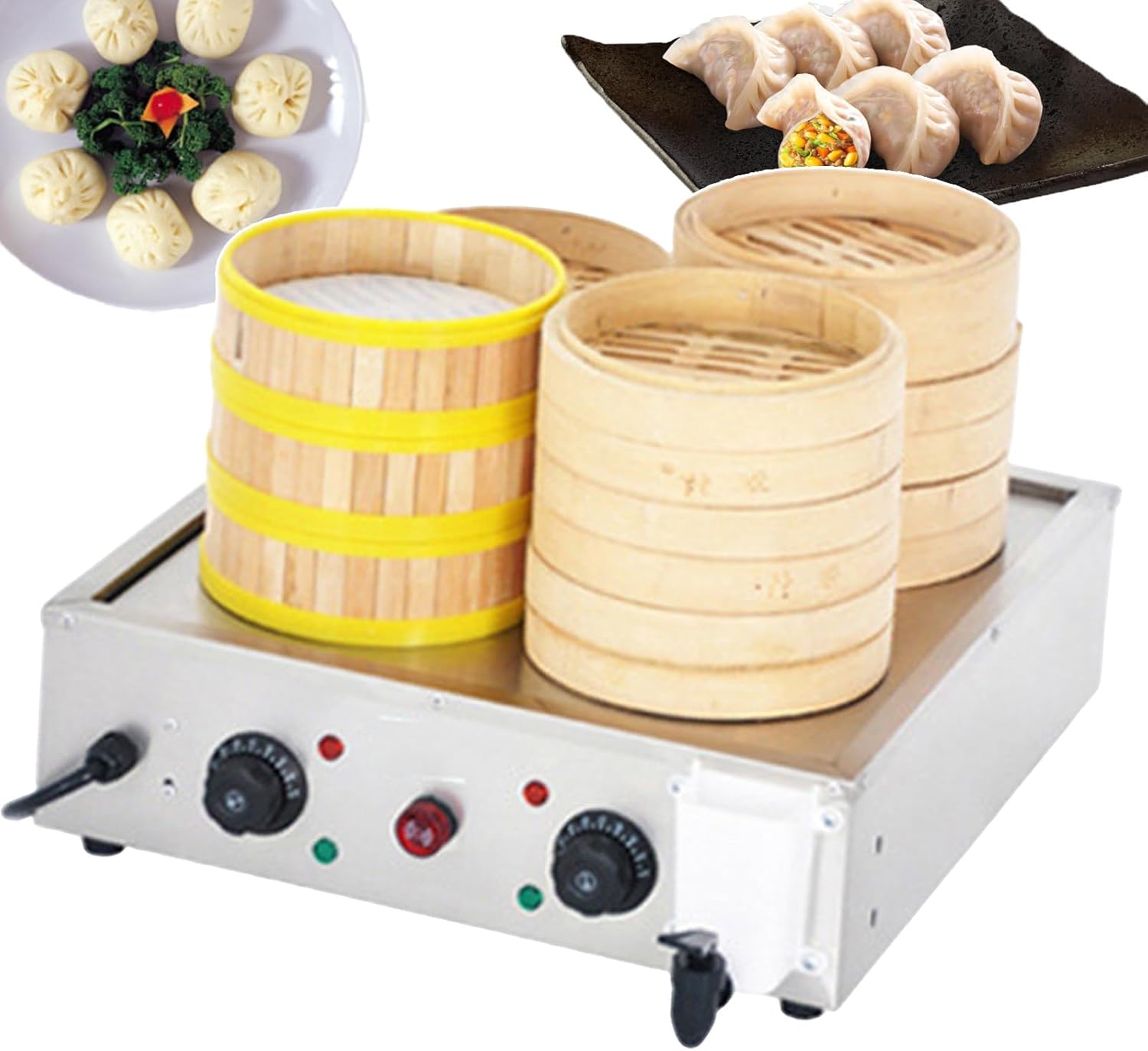 Commercial Steamed Bun Oven Food Steamer Four-Hole Steamed Buns Machine Electric Hot Food Steamer Food Warmer,