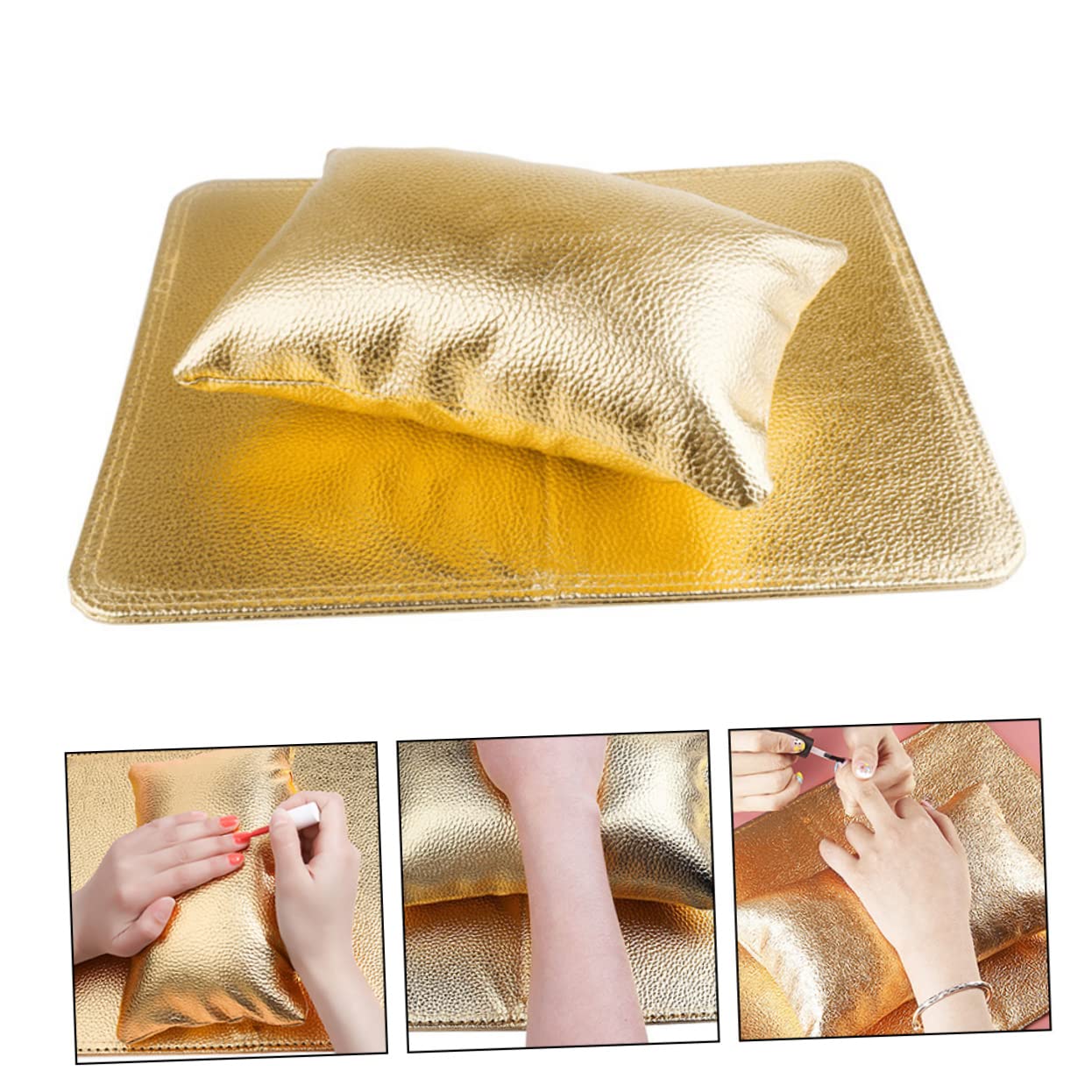 Portable Nail Hand Rest Cushion Set Ergonomic Pu Mat for Manicure Wrist Support and Nail Art Enthusiasts and Salons Gold
