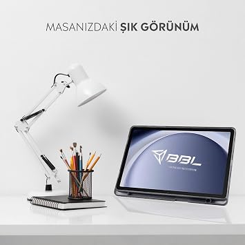 Babilden Samsung Galaxy Tab A9 Plus X210/Galaxy Tab A11+ ile Uyumlu Kalem Bölmeli Trifolding Cover Tablet Kılıf Katlanabilir Standlı Otomatik Uyku Modlu Darbe Emici İnce Tasarım Siyah
