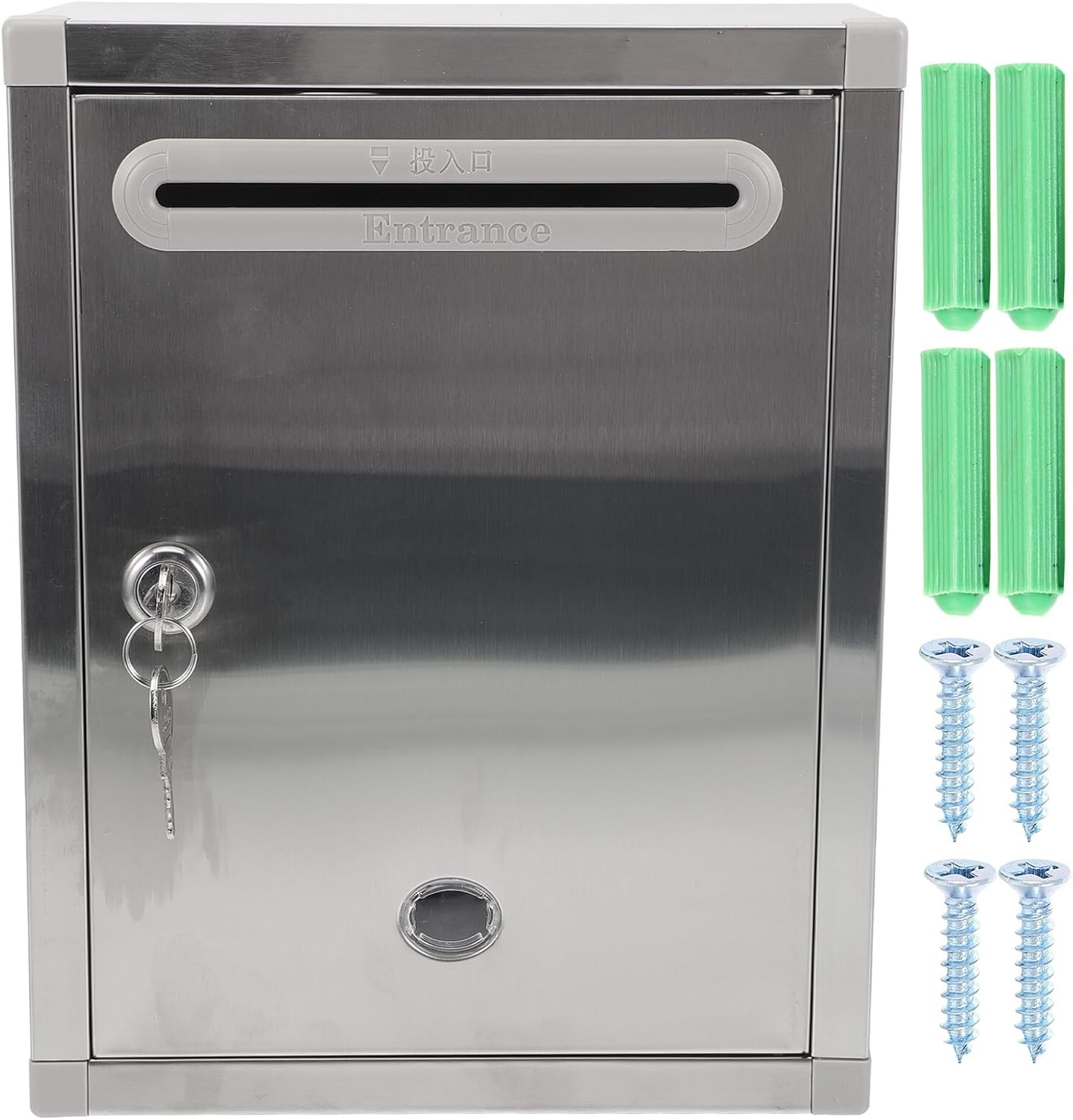 Stainless Steel Mailbox with Lock and See-Through Wall-Mount Outdoor Mailbox for Home with Ample Storage Suitable for Letters and Newspapers Random Color