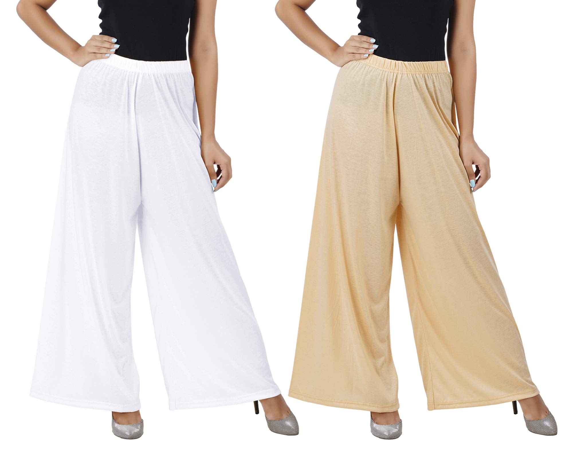 buy that trendz M to 6XL Cotton Viscose Loose Fit Flared Wide Leg Palazzo Pants for Women White Red-picture-17