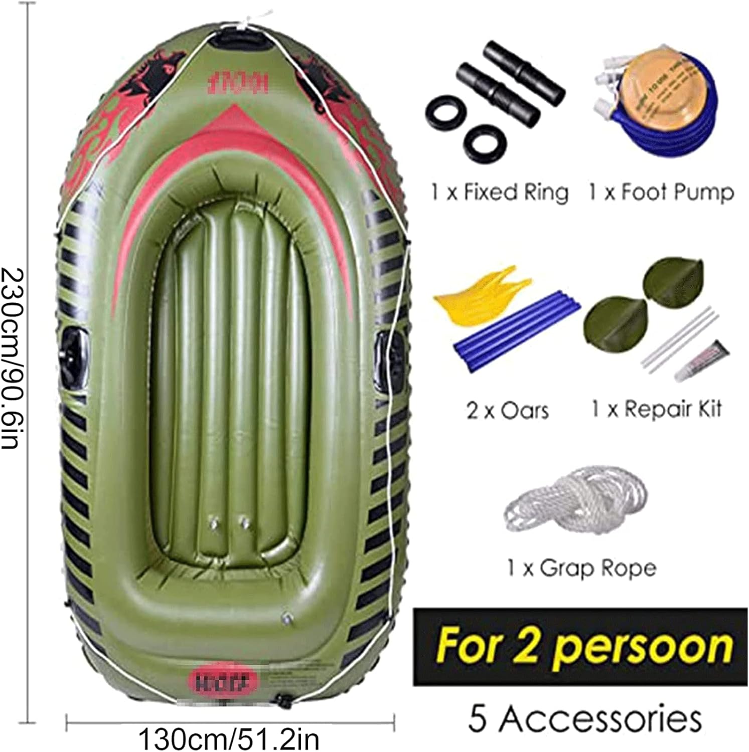 OLOTU Touring Kayak Thicken Inflatable Kayak Set Abrasion Resistant Inflatable Boat for 3 Person Portable Fishing Boat Camouflage Water Raft Thicken