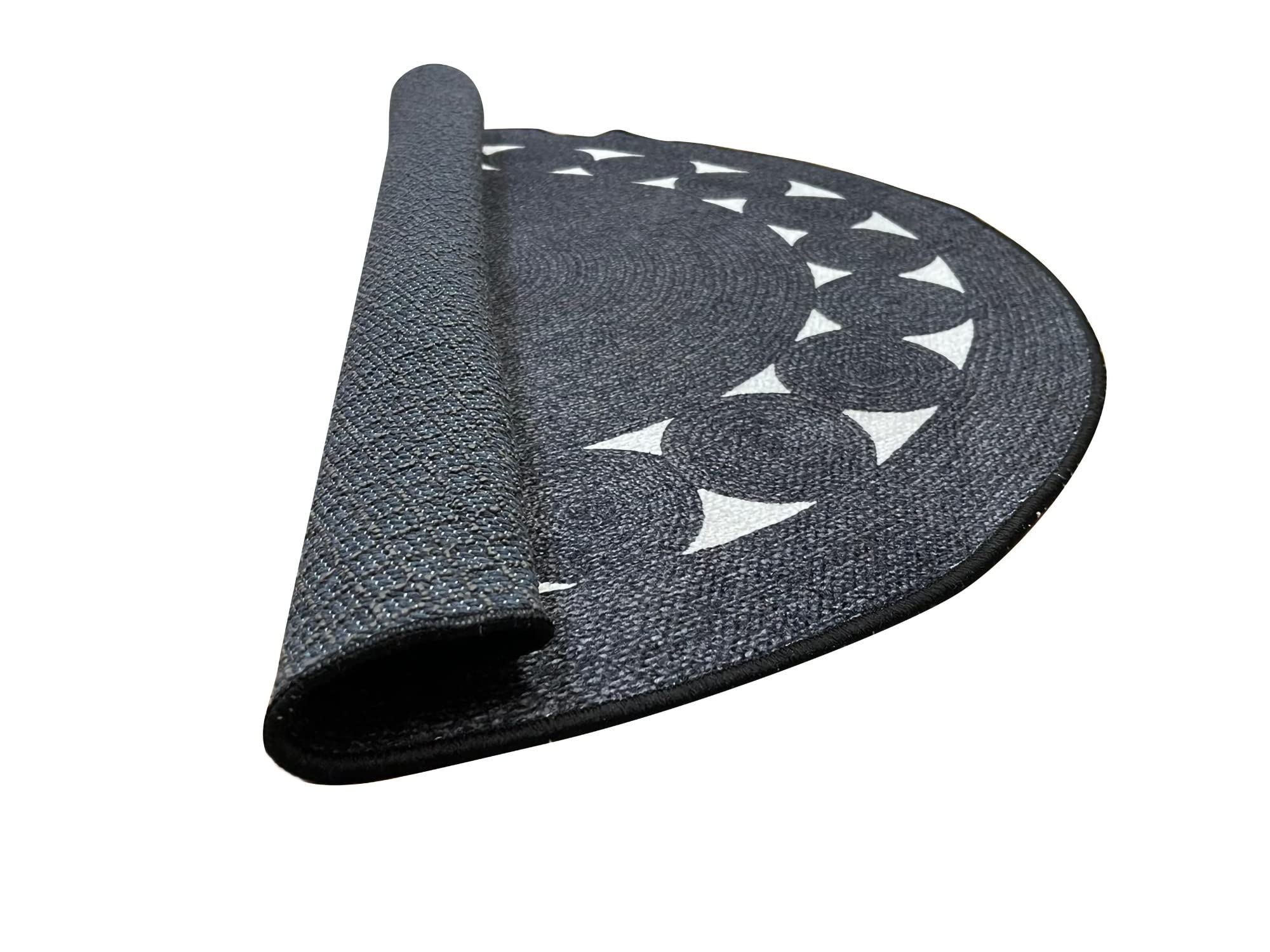 MANI TEXTILE LEYLIM - Alfombra Redonda (90 x 90 cm), Color Negro y Blanco
