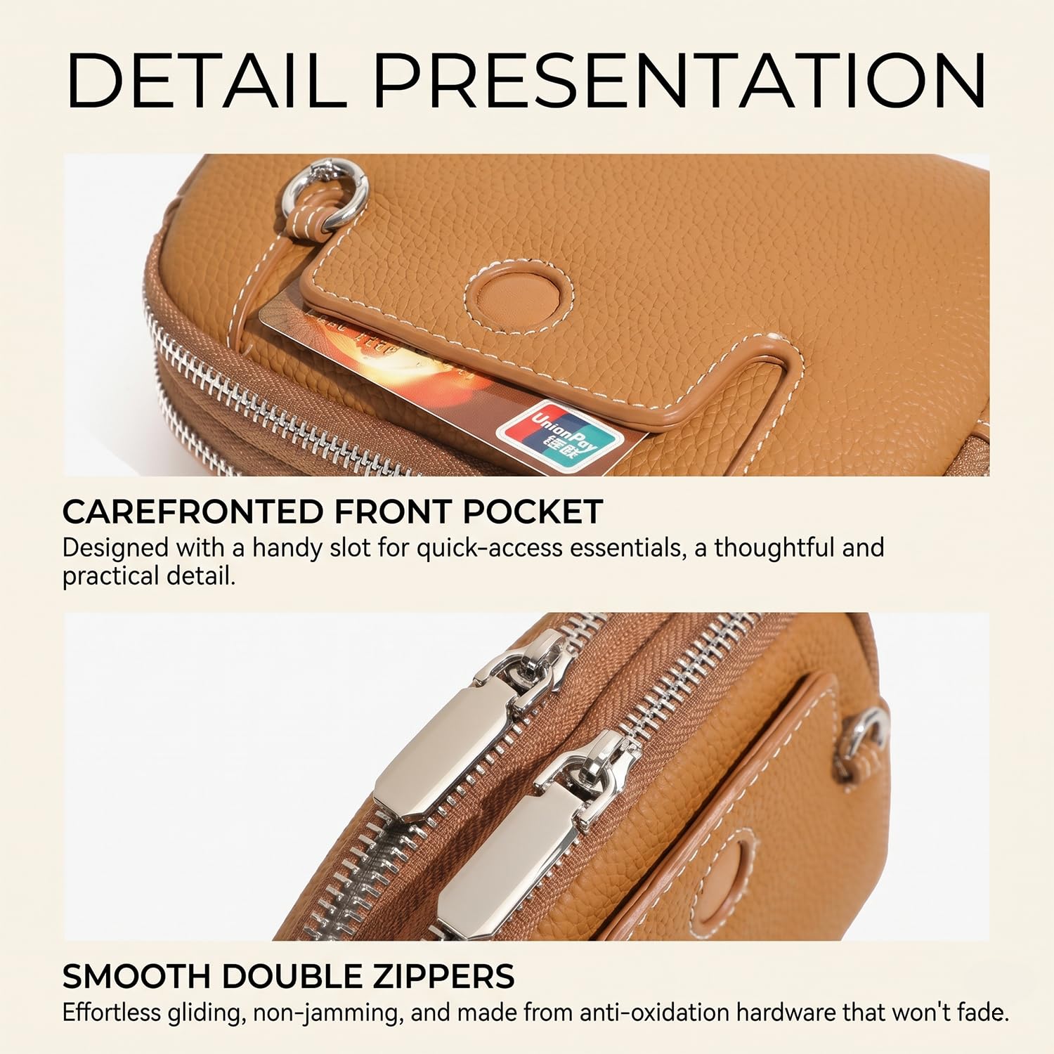 Bolso Bandolera Mujer de Cuero Flor Genuino, Gran Capacidad Bolso Diario con Monedero Mini, Elegante Bolso de Hombro Minimalista para Trabajo Marrón