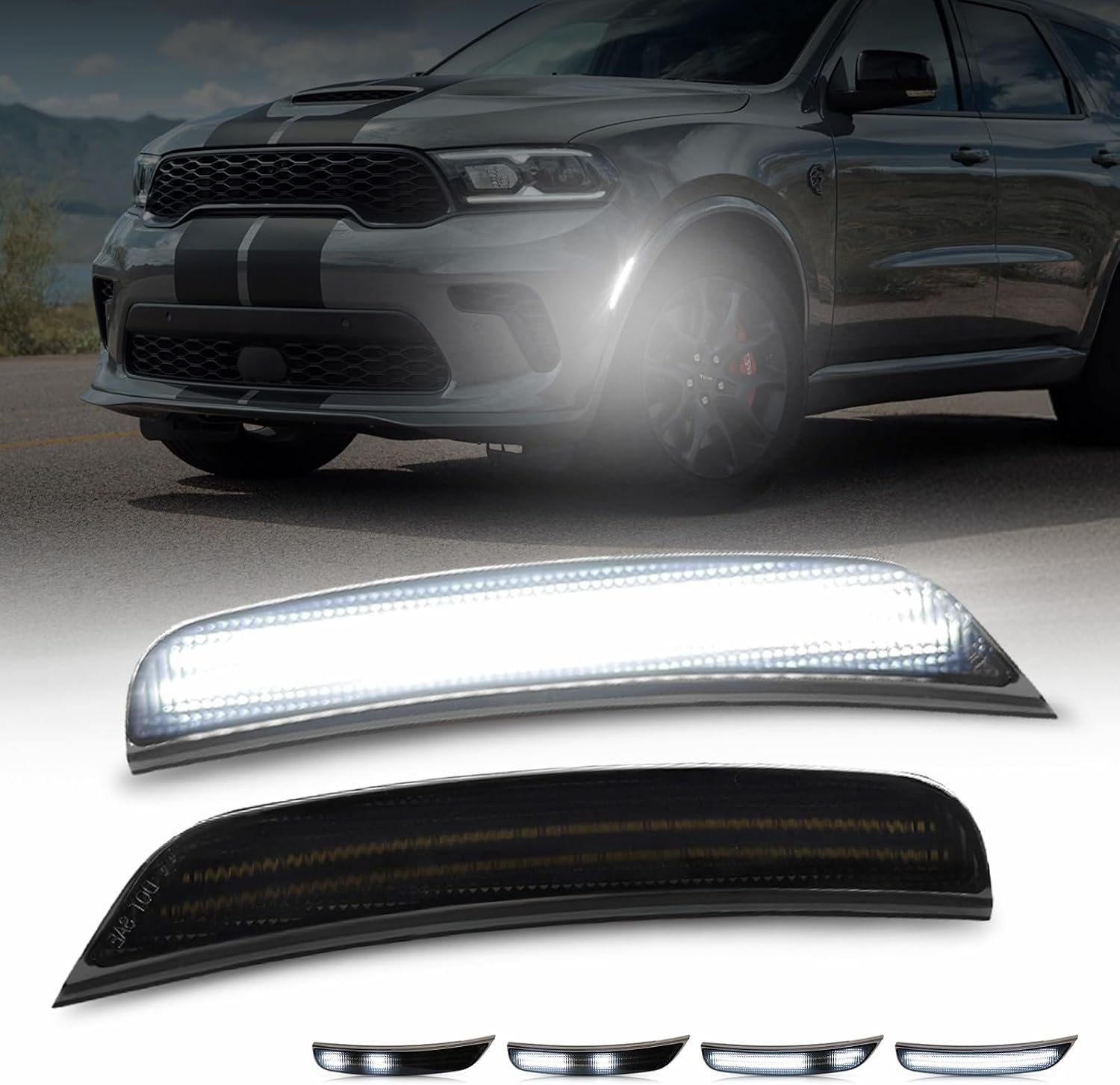 AUTOONE Upgraded LED Side Marker Lights for 2019-2022 Ford Ranger (Lariat/XL/XLT), Front Amber Bumper Signal Lamps, Clear Smoked Lens, Driver & Passenger Side Bumper Lights, 2PCS